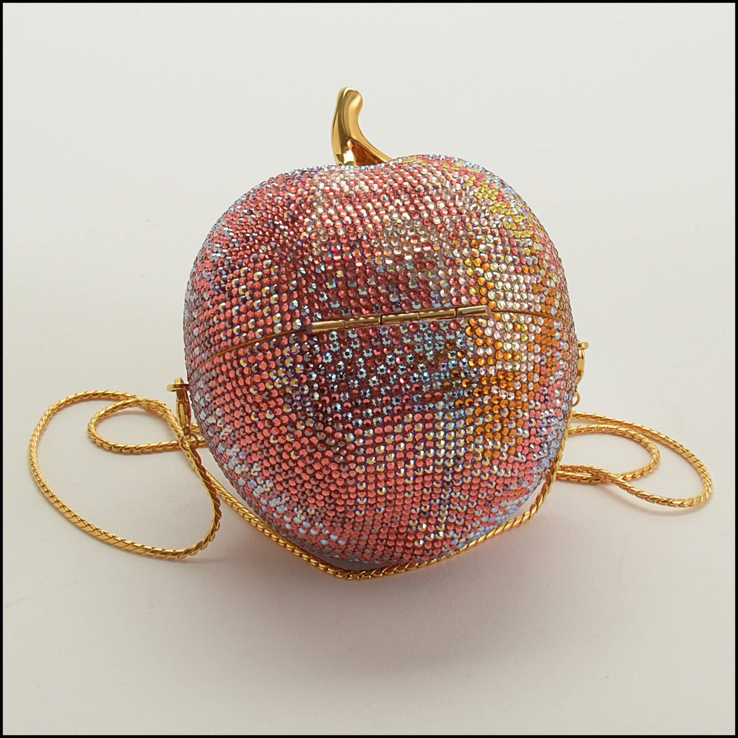 RDC15246 JUDITH LEIBER Pink Peachy Apple Crystal Minaudiere Bag