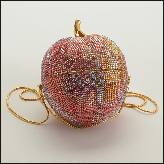 RDC15246 JUDITH LEIBER Pink Peachy Apple Crystal Minaudiere Bag