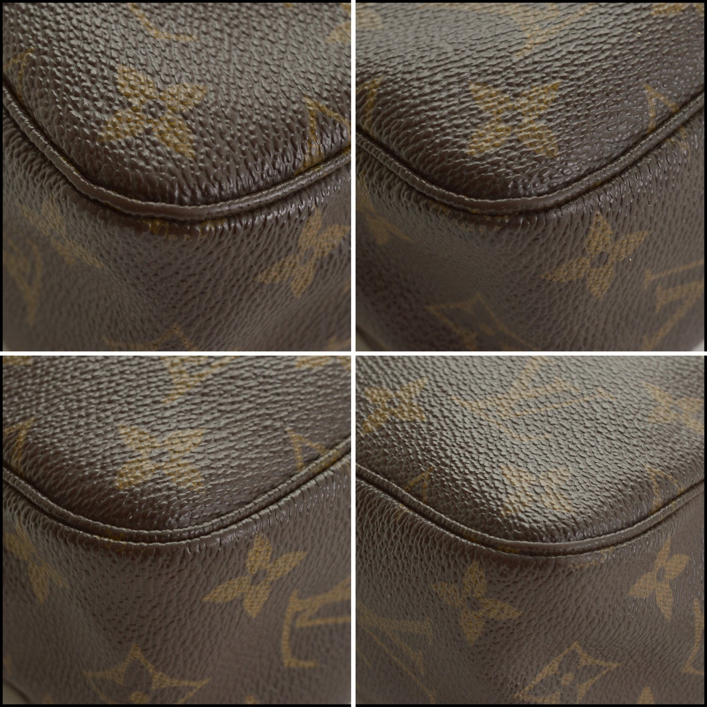 RDC15441 LOUIS VUITTON 80's Vintage Brown LV Monogram Trousse Toilette 23 Cosmetic Bag