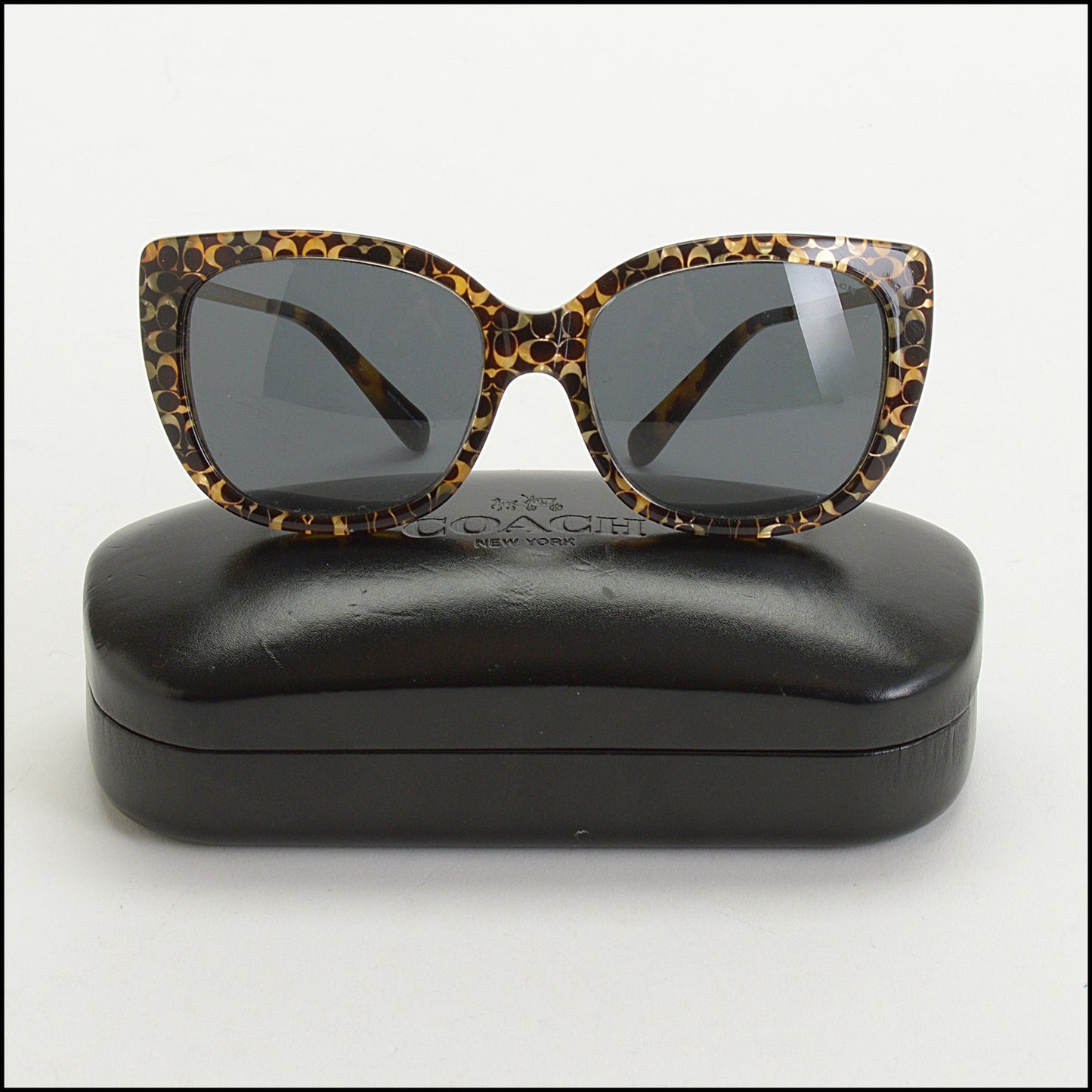RDC14995 COACH Dark Brown Pearlescent Gold Spotty Tortoise Signature C Logo Sunglasses