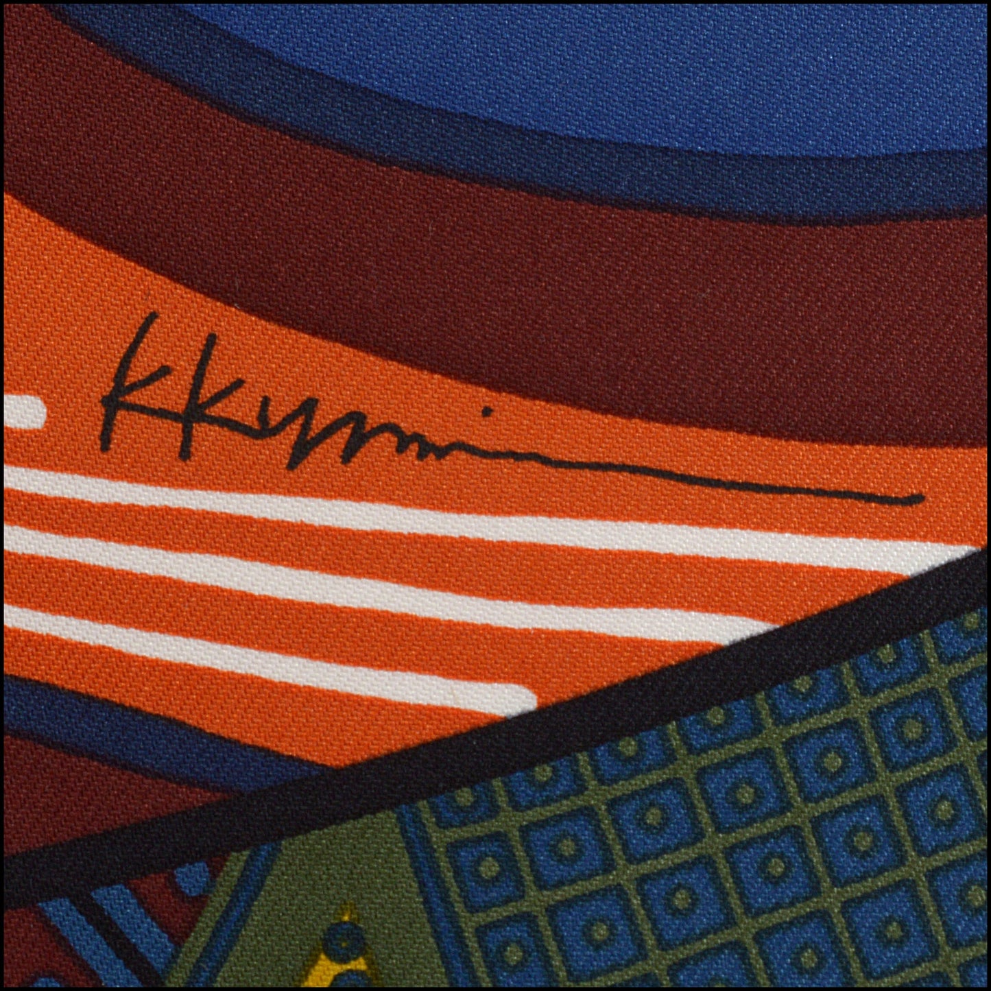 RDC14896 HERMES Bleu Moyen/Multi "Duo Cosmique" 90 Silk Scarf