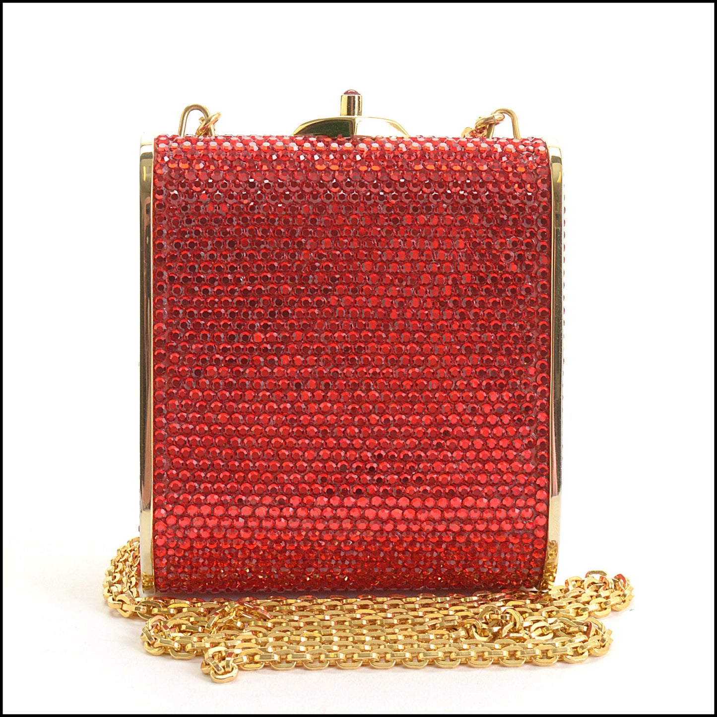 RDC14972 JUDITH LEIBER Red Crystal Minaudiere Evening Bag