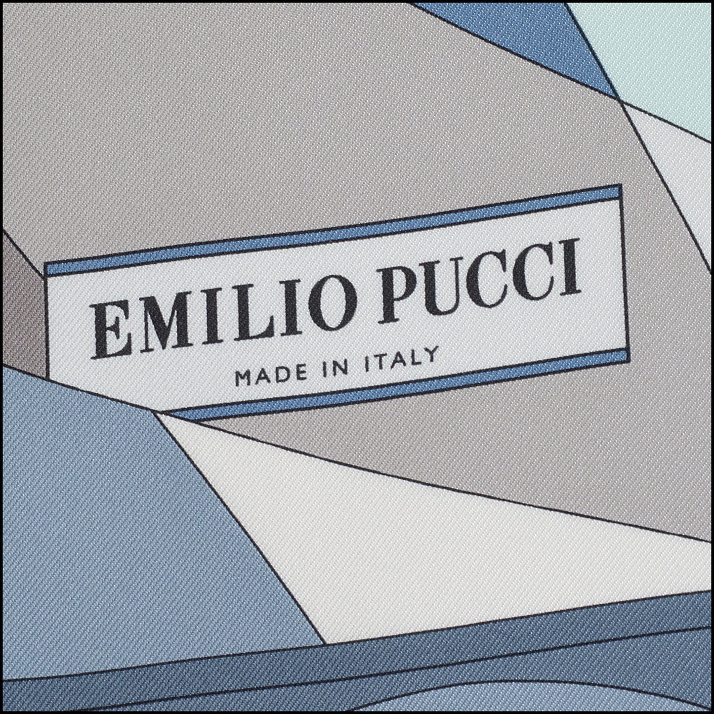 RDC14294 Authentic EMILIO PUCCI Gray/Teal/Taupe Curves 90cm Square Silk Scarf