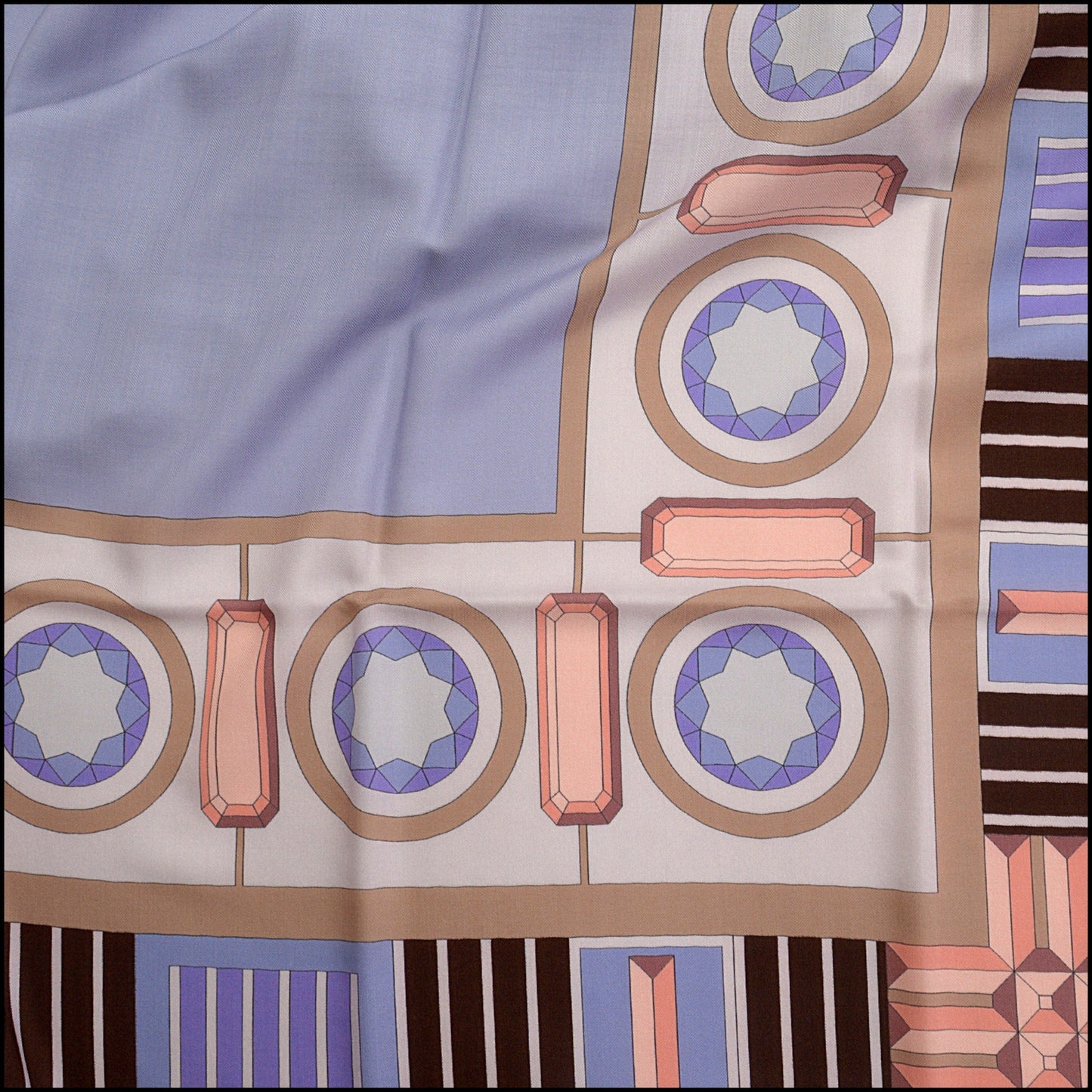 RDC15229 TIFFANY & CO. Lilac Gem Border Cashmere and Silk Stole 140cm