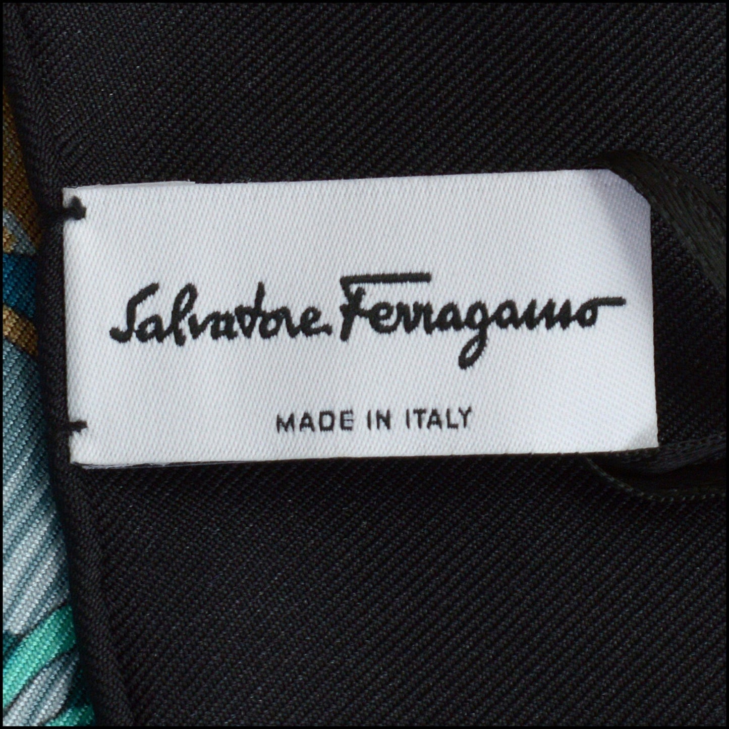 RDC14259 Authentic SALVATORE FERRAGAMO Copper/Multicolor Foliage 90cm Silk Scarf