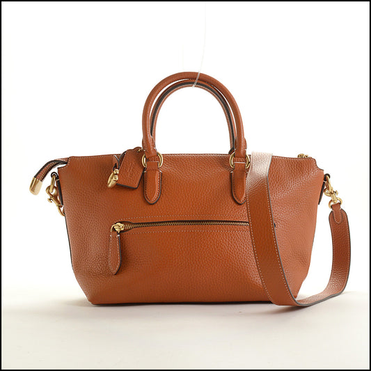 RDC15501 COACH Orange-Brown Pebbled Leather Cara Bag