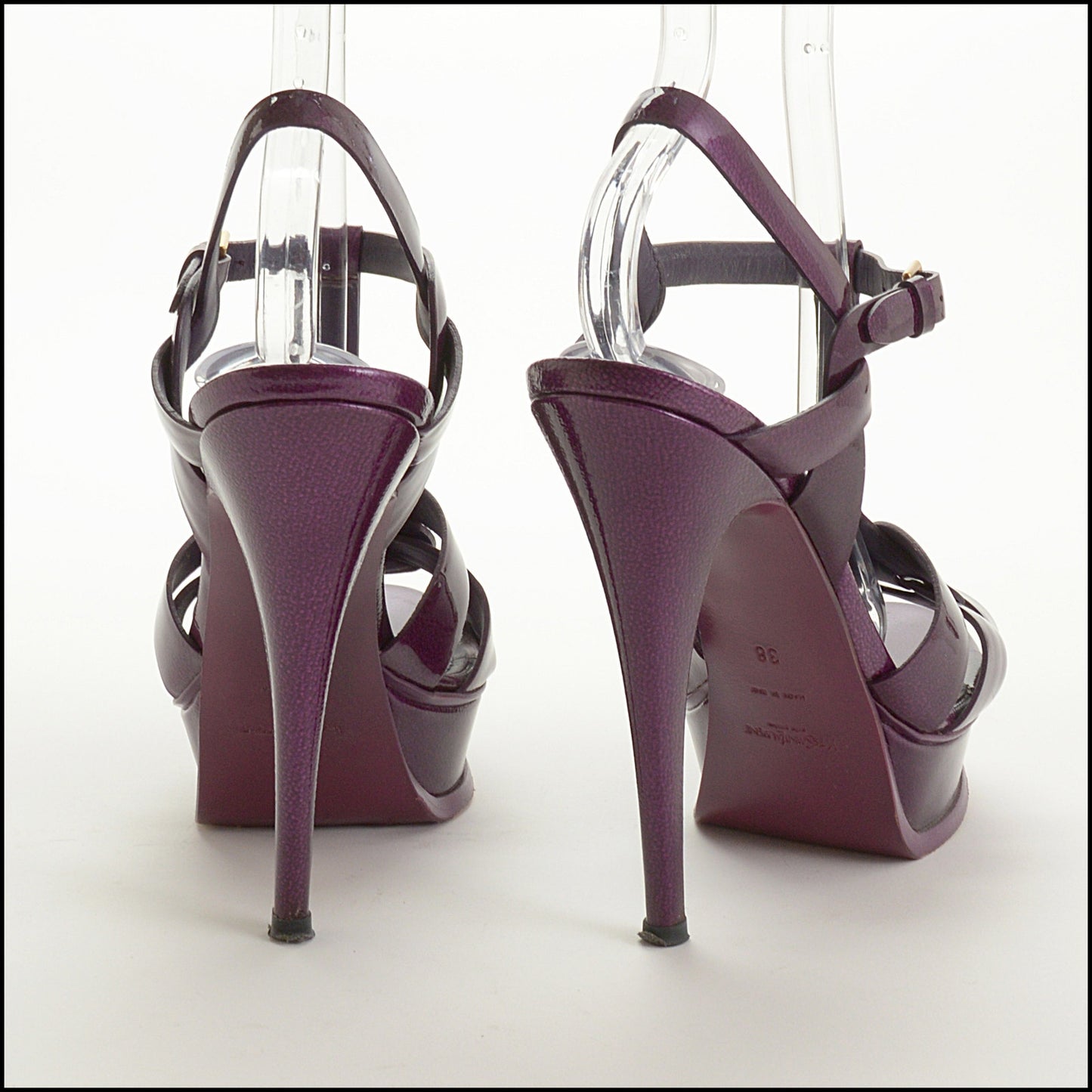 RDC15207 SAINT LAURENT Purple Patent Leather Tribute Platform Heel Size 38