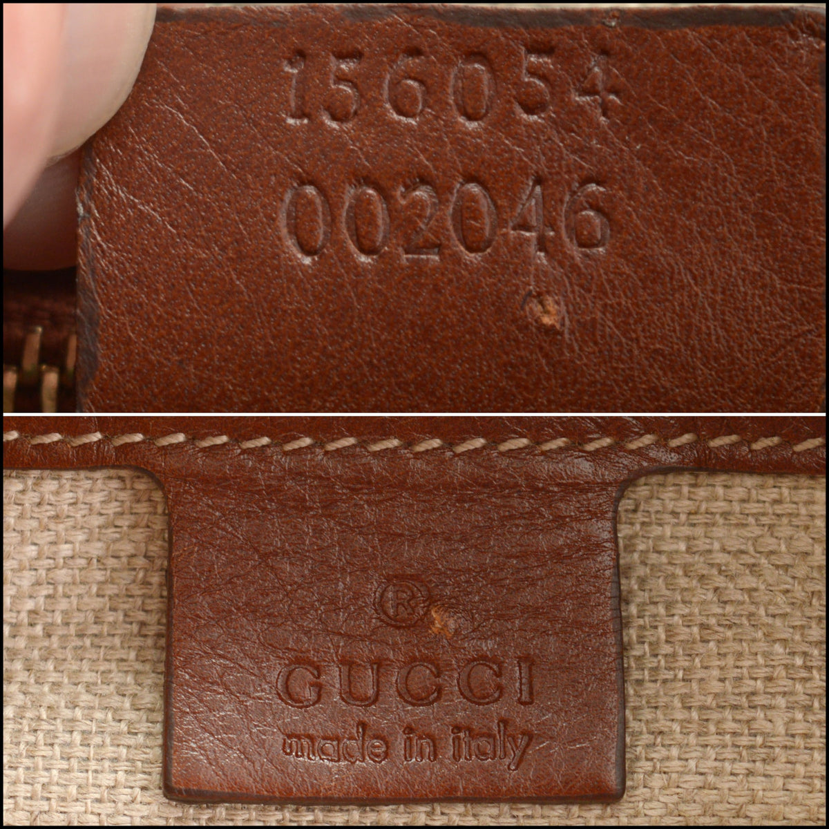 RDC15670 GUCCI Brown Leather Beaded Zebra Web Bag