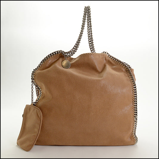 RDC15078 STELLA MCCARTNEY Tan Vegan-Suede Large Falabella Bag