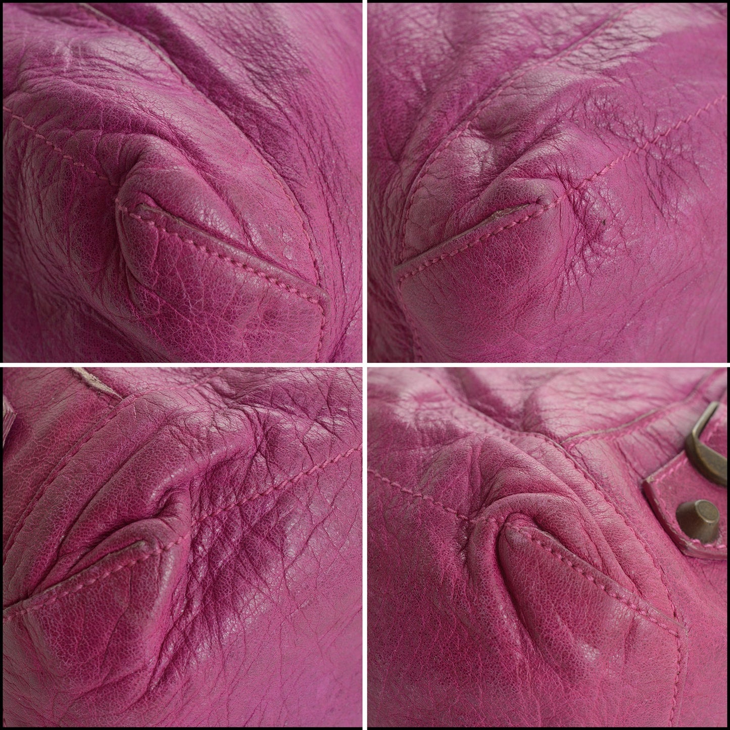 RDC15527 BALENCIAGA 2005 Magenta Pink/Purple Chevre Leather Day Hobo Bag