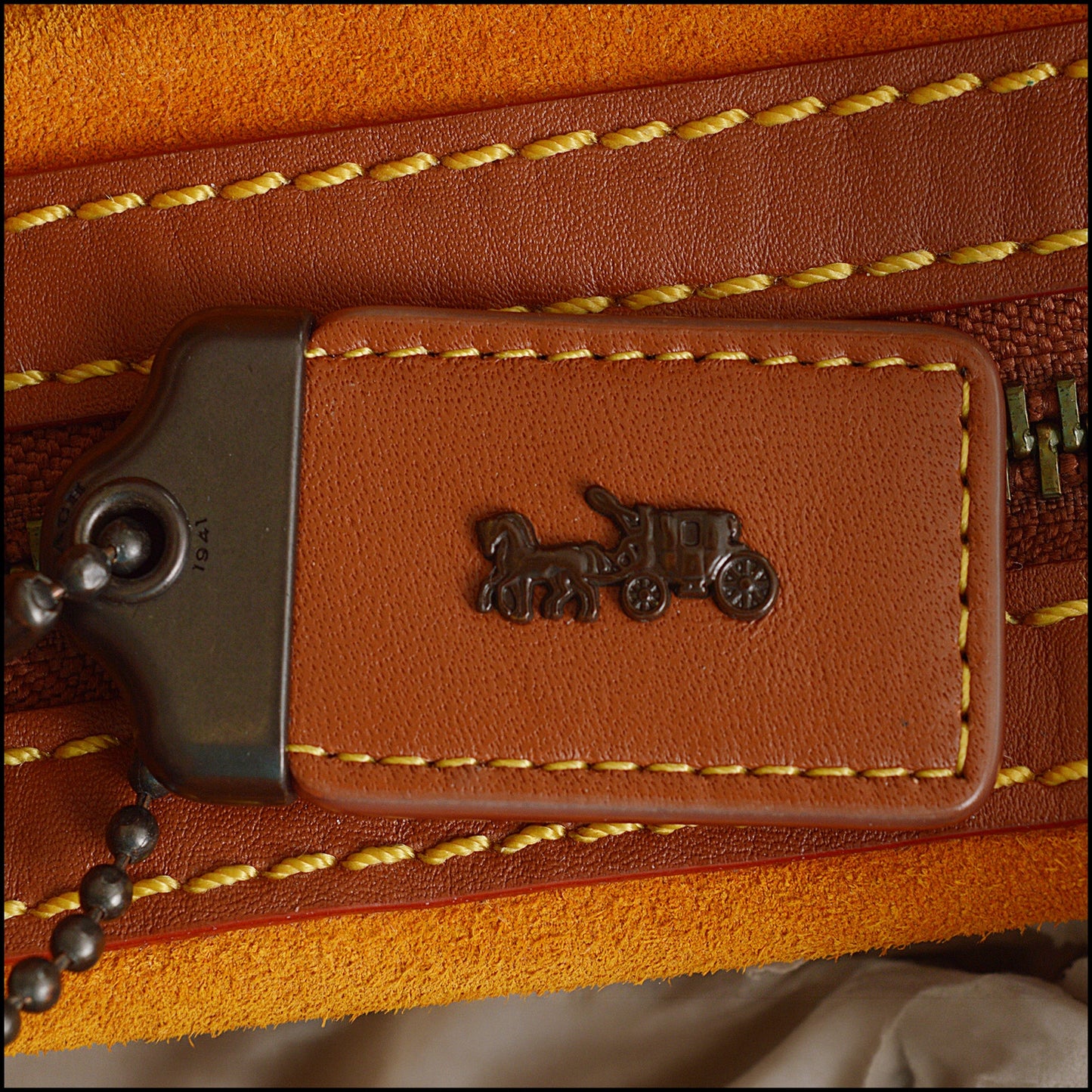 RDC15570 COACH Brown Leather Saffron Suede Rogue 25 Handbag