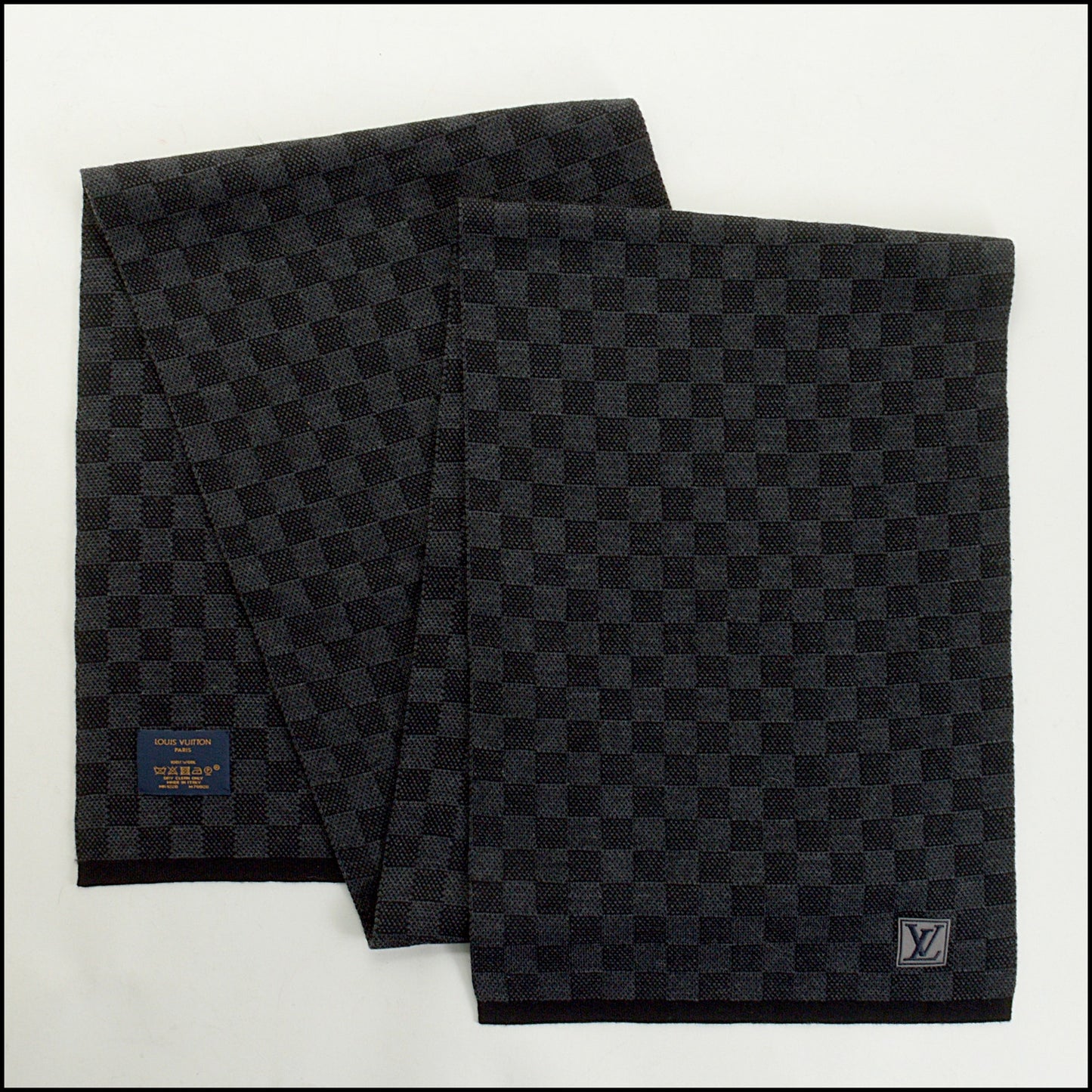 RDC15170 LOUIS VUITTON Grey Neo Petit Damier Wool Scarf
