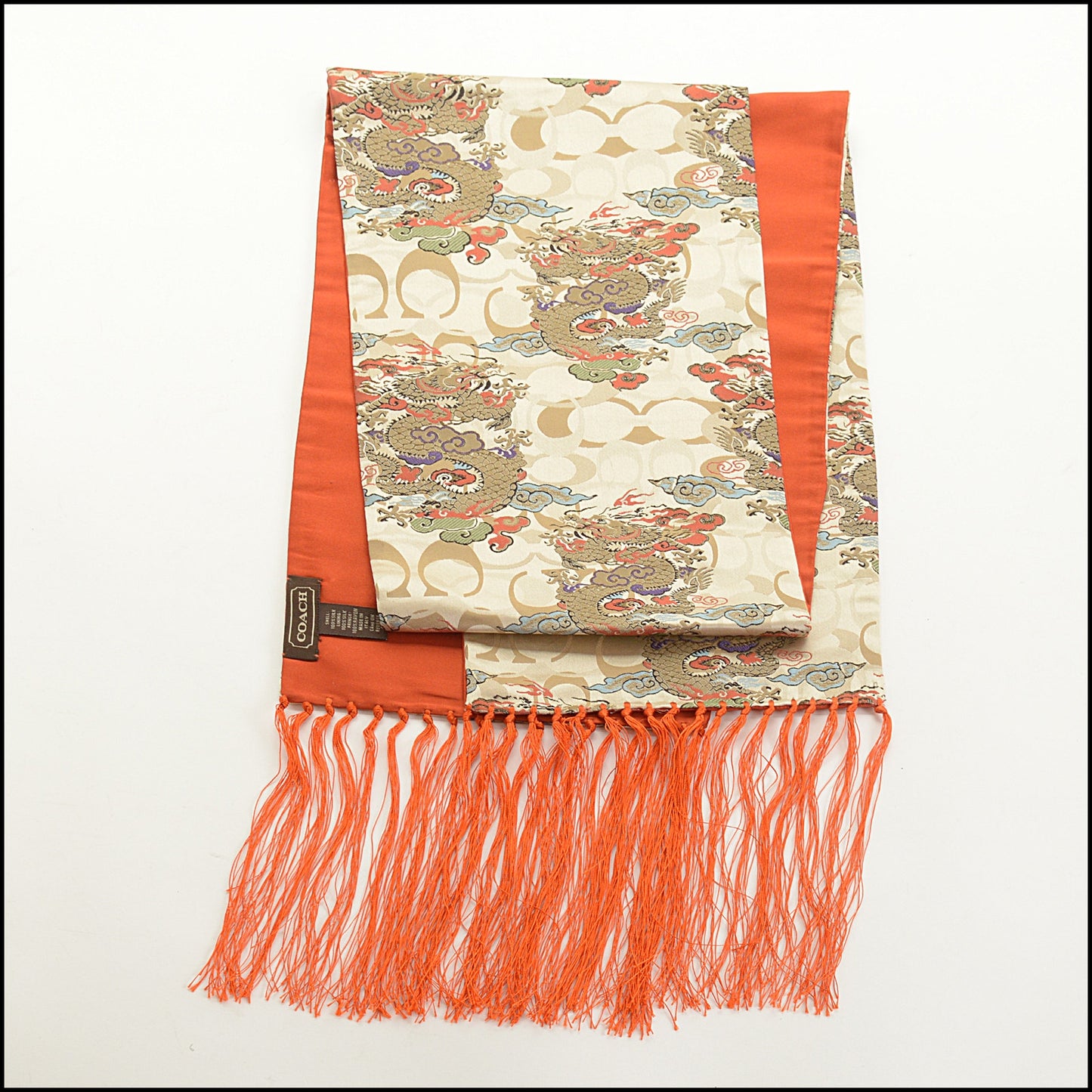 RDC15452 COACH Gold Signature C Dragon Obi Scarf