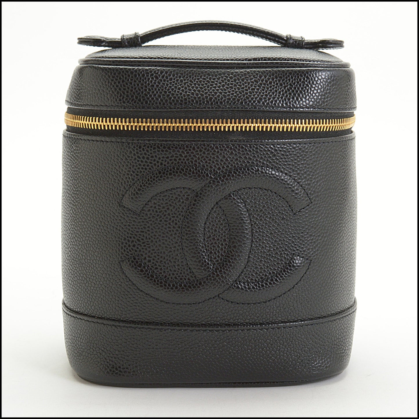 RDC14968 CHANEL '00-02 Black Caviar Leather Vanity Case Cosmetic Bag