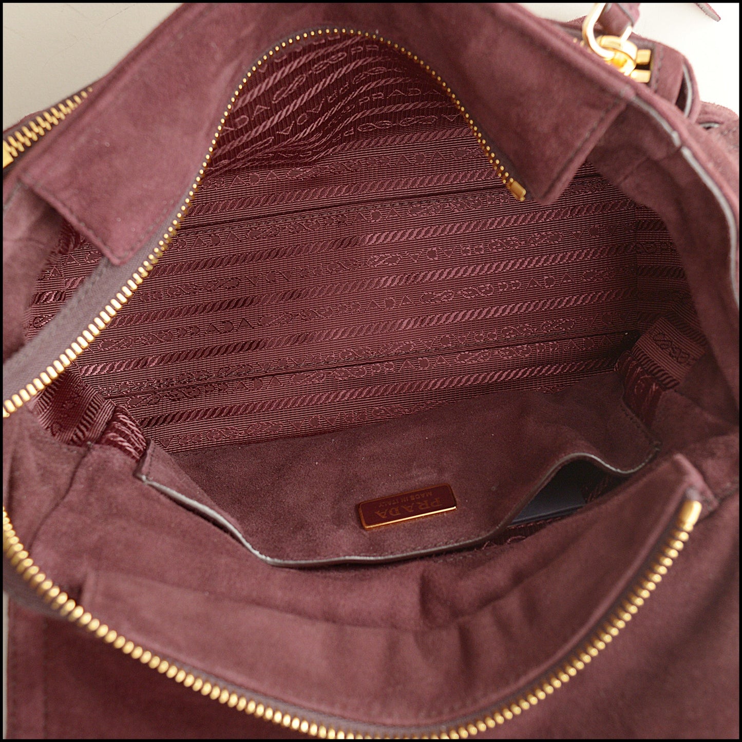 RDC15310 PRADA Bordeaux Explore Medium Suede Shoulder Bag