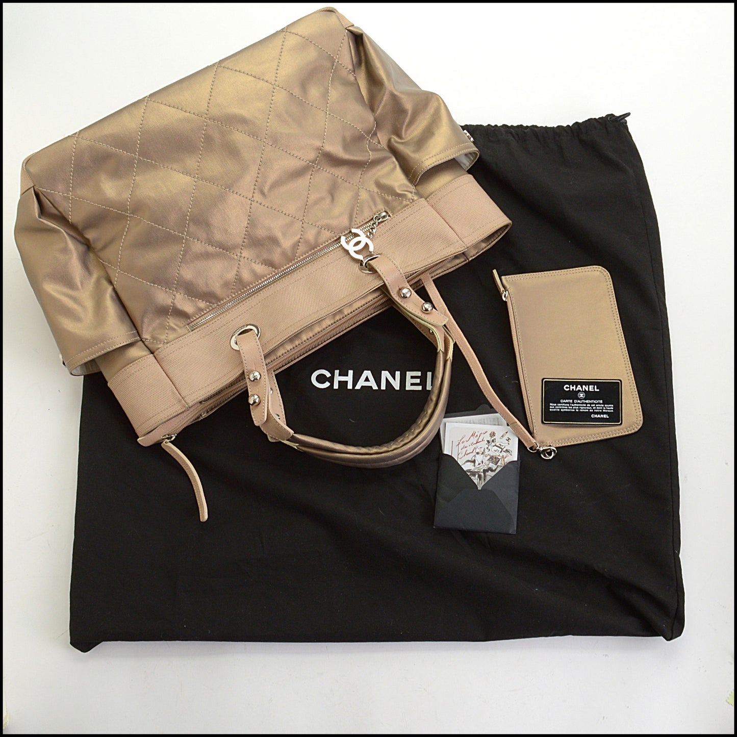 RDC14419 CHANEL Vintage '06-'08 Bronze Nylon Biarritz Tote Bag