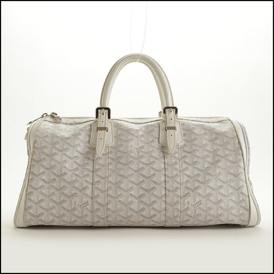 RDC15607 GOYARD '05 White Goyardine Croisiere 35 Boston bag