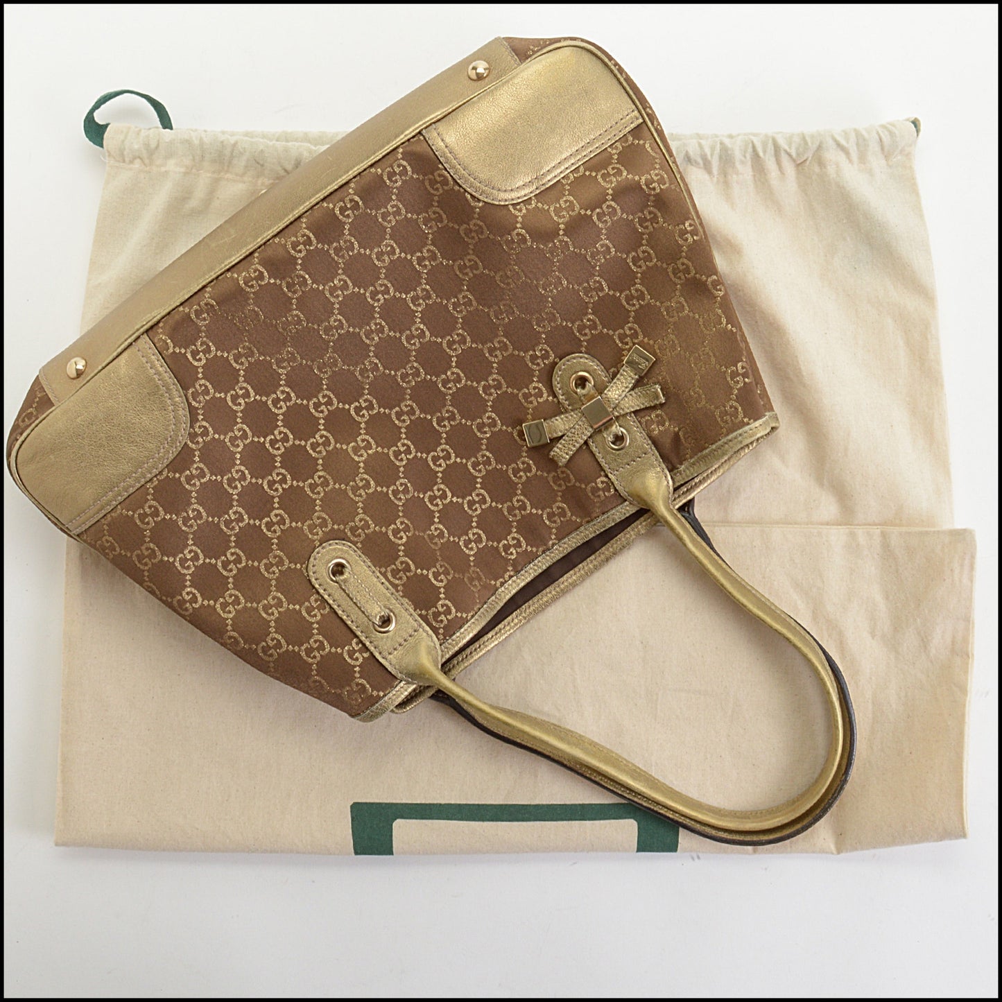 RDC14153 Authentic GUCCI GG Canvas Brown/Gold Princy Tote Bag