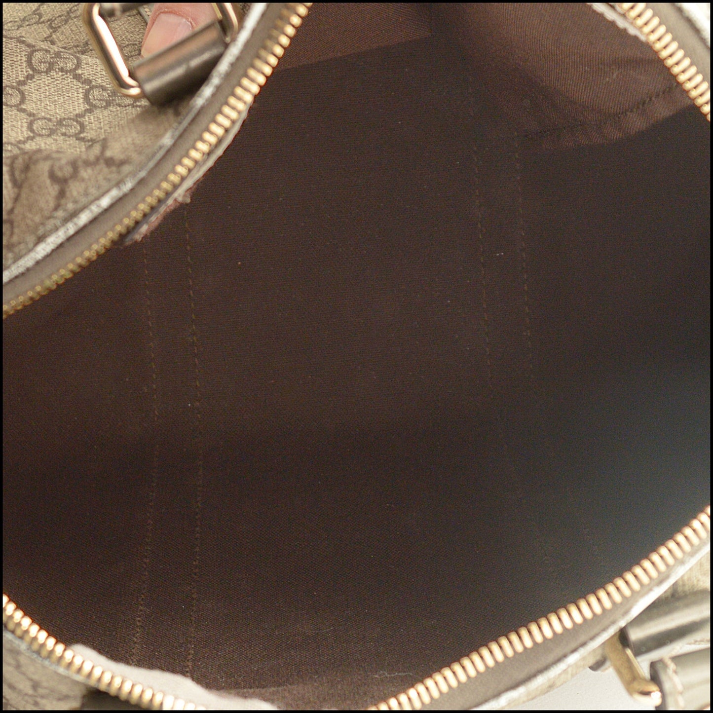 RDC15180 GUCCI Vintage Brown GG Supreme Silver Leather Boston Bag