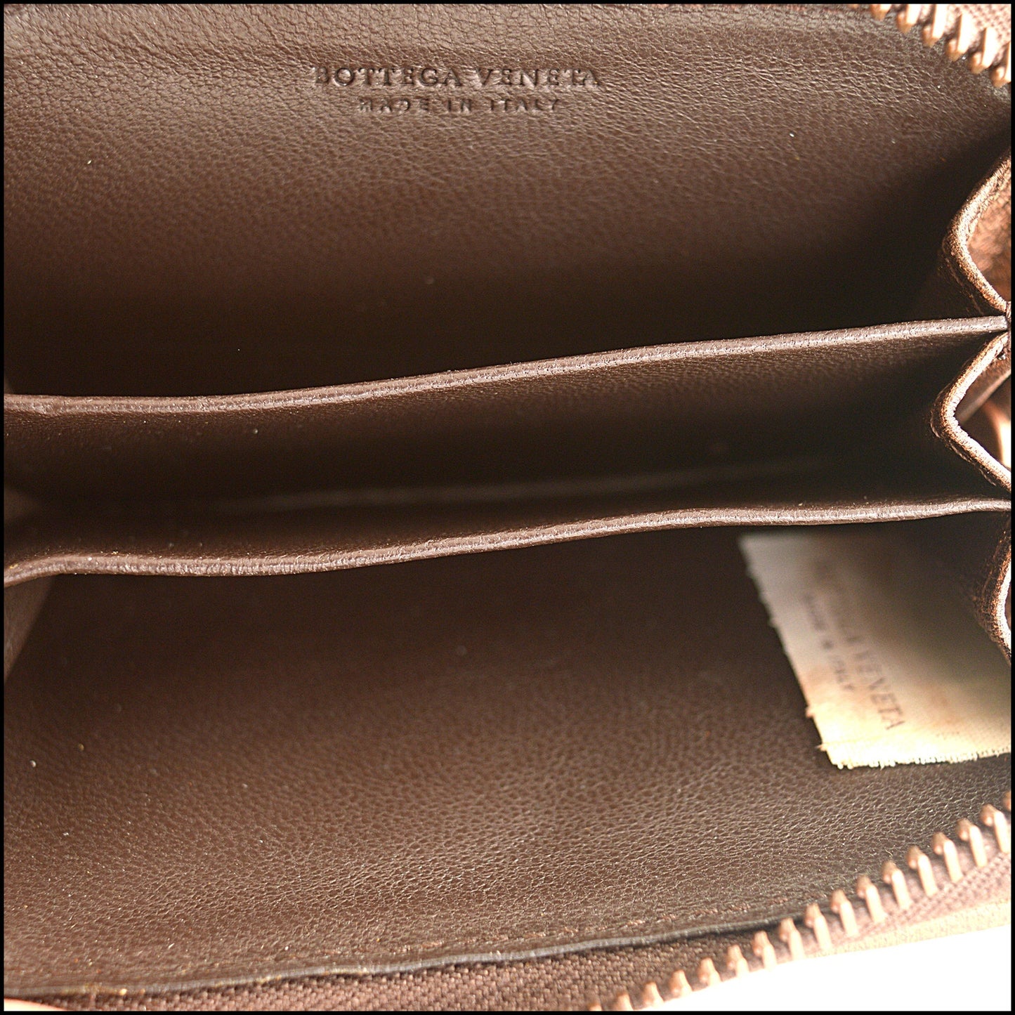 RDC15340 BOTTEGA VENETA '08 Bronze Intrecciato Zipped Card Case Wallet
