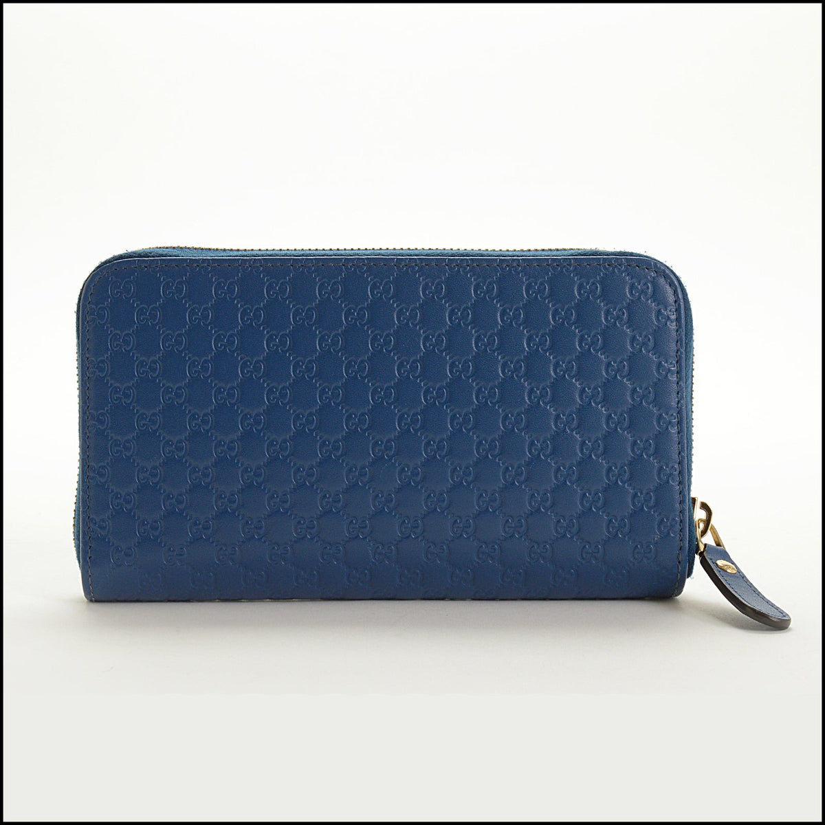 RDC15721 GUCCI Blue Micro GG Guccissima Leather Zip Around Wallet