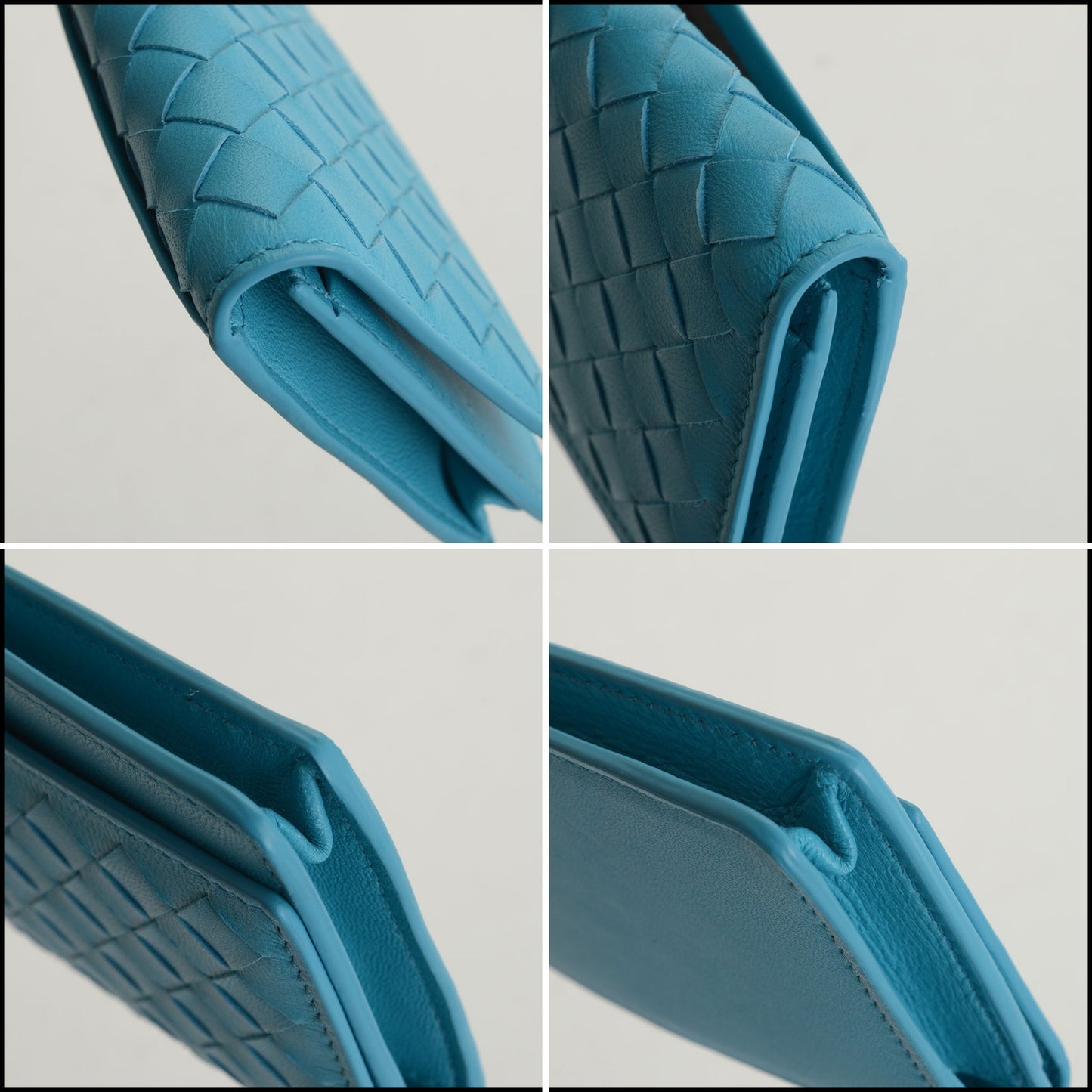 RDC14980 BOTTEGA VENETA Turquoise Nappa Leather Intrecciato Card Wallet