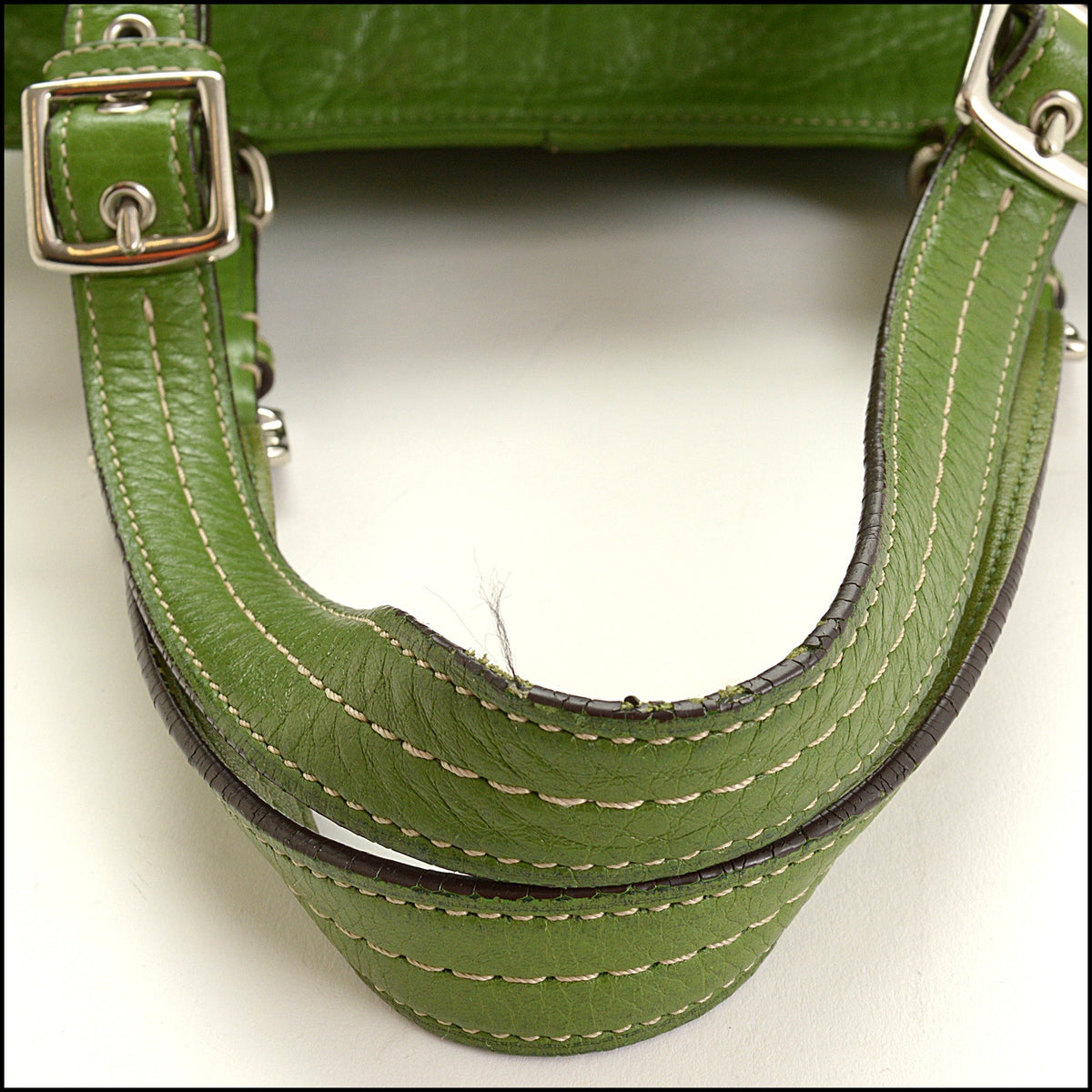 RDC15654 COACH 1990's Green Hamilton Pebbled Leather Lunch Tote Bag