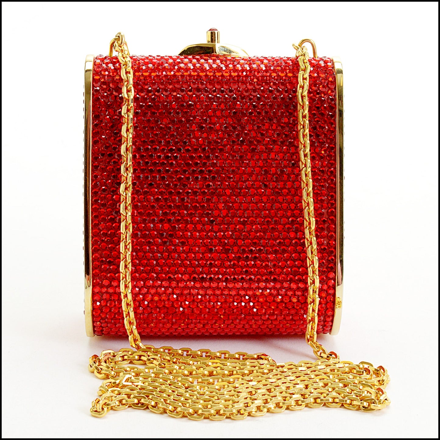 RDC14972 JUDITH LEIBER Red Crystal Minaudiere Evening Bag