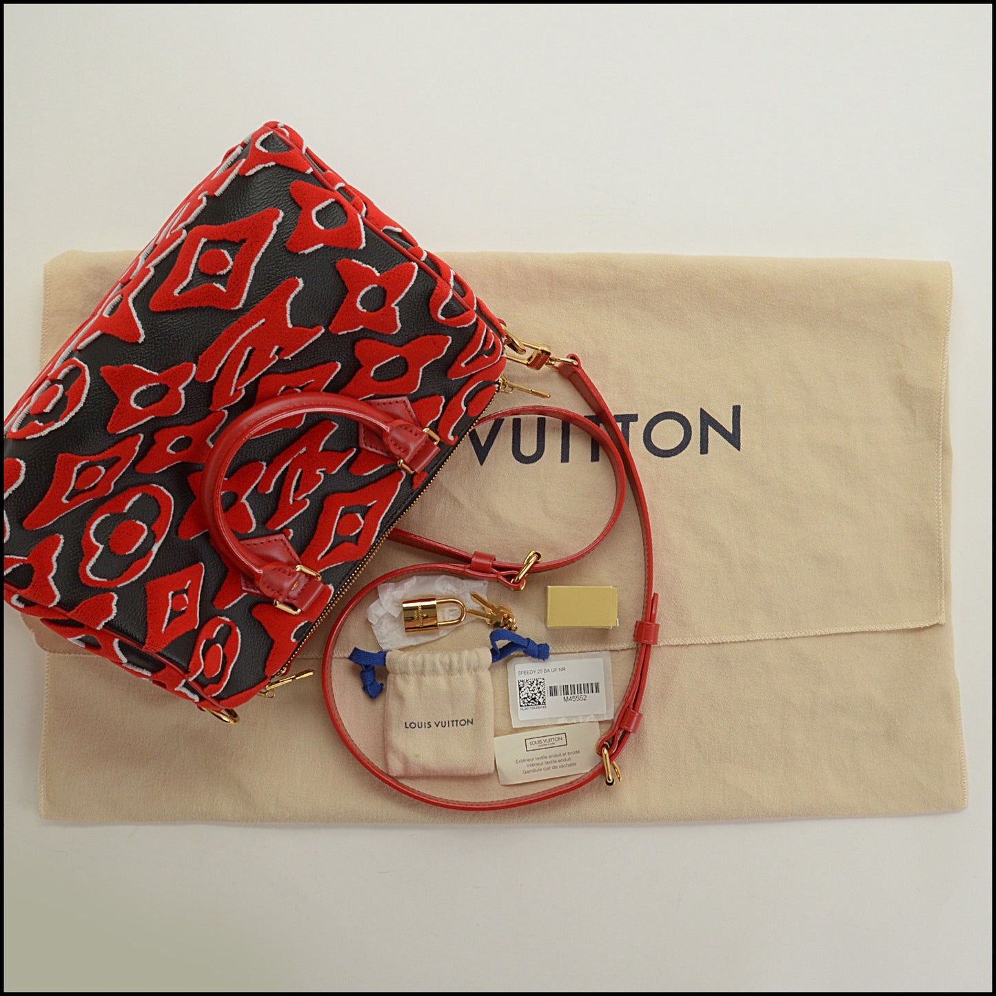 RDC15536 LV x UF Black/Red Tufted Monogram Speedy 25 Bandouliere