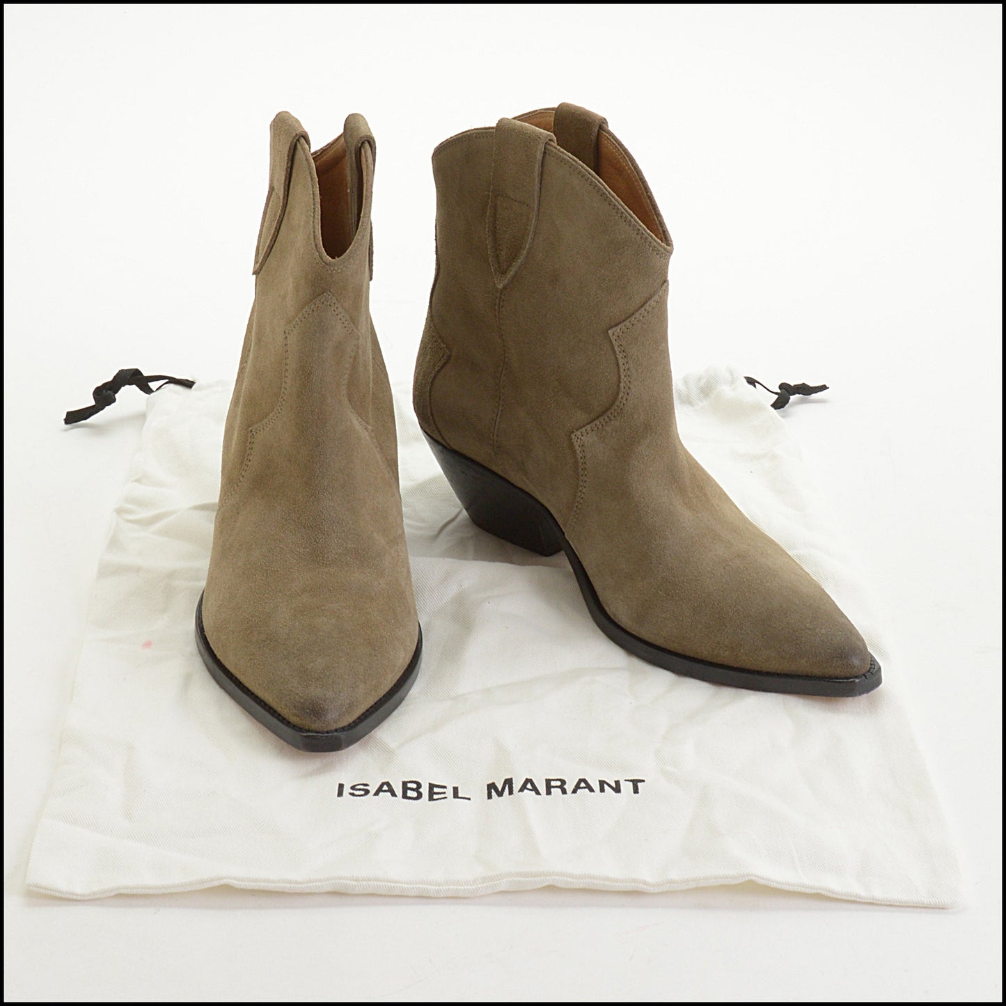 RDC14954 Authentic ISABEL MARANT Taupe Suede Dewina Women's Cowboy Boots Size 40