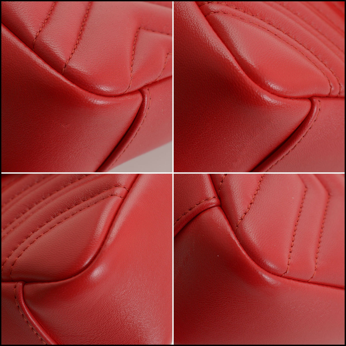 RDC15644 GUCCI Red Matalasse Leather GG Marmont Small Shoulder Bag