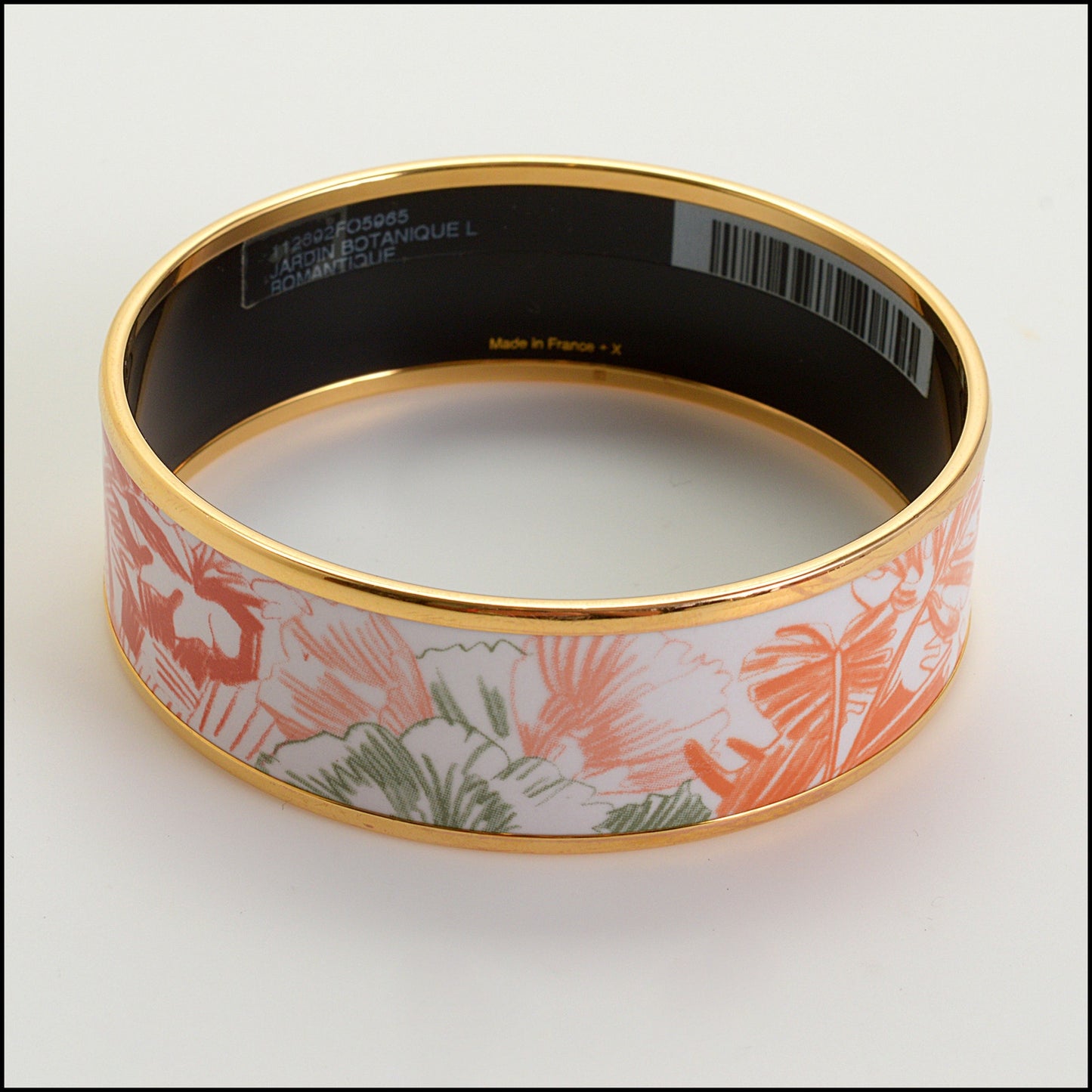 RDC14810 HERMES White/Orange/Green Tropical Wide Bangle Bracelet