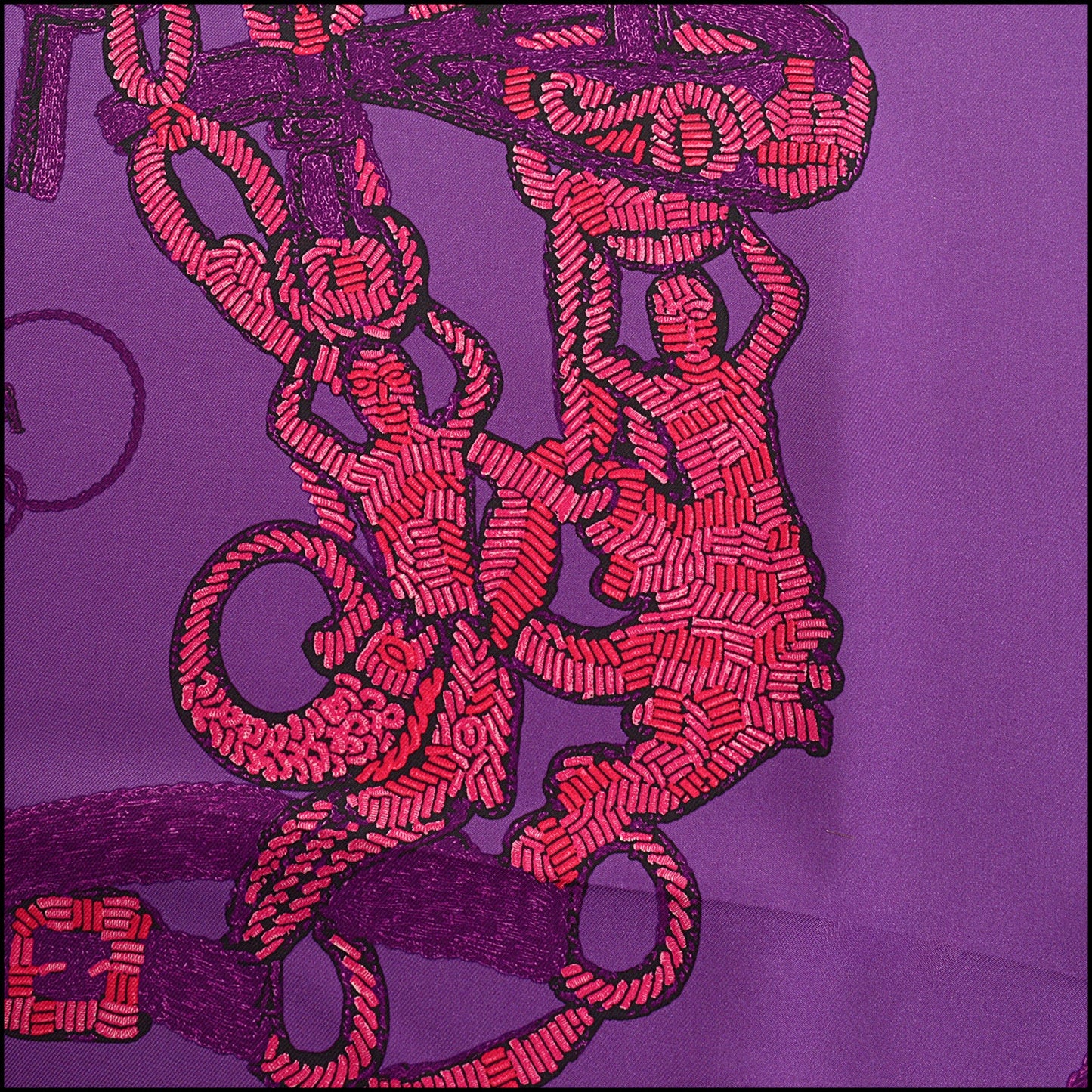 RDC15047 HERMES Purple "Brides de Gala Brode Main" 90 cm Silk Scarf