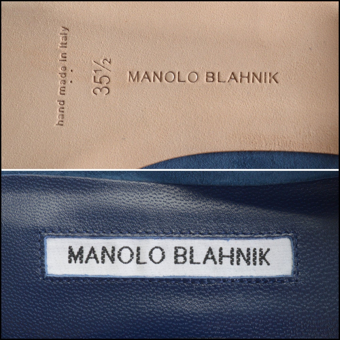 RDC14163 Authentic MANOLO BLAHNIK Blue Suede Flat Mules Size 5