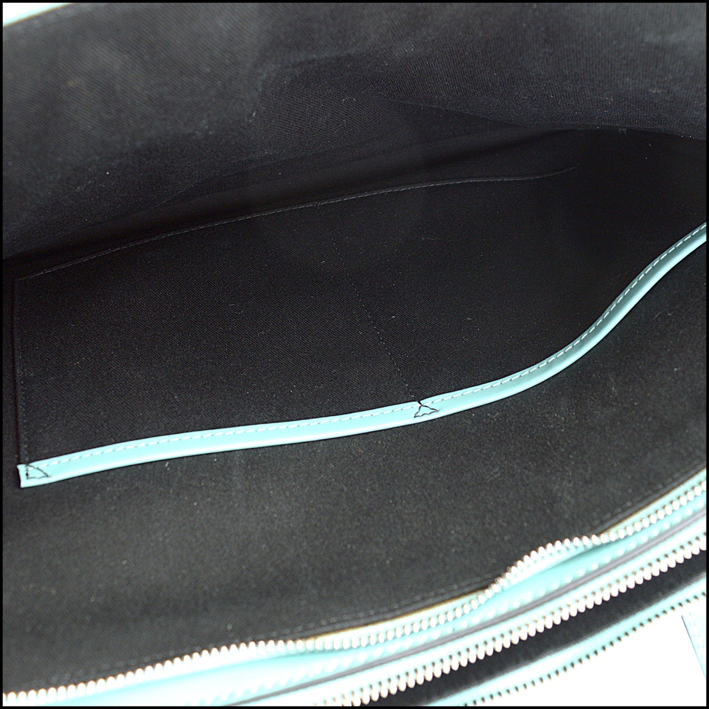 RDC14451 Salvatore Ferragamo Turquoise Gancini Embossed Leather Briefcase