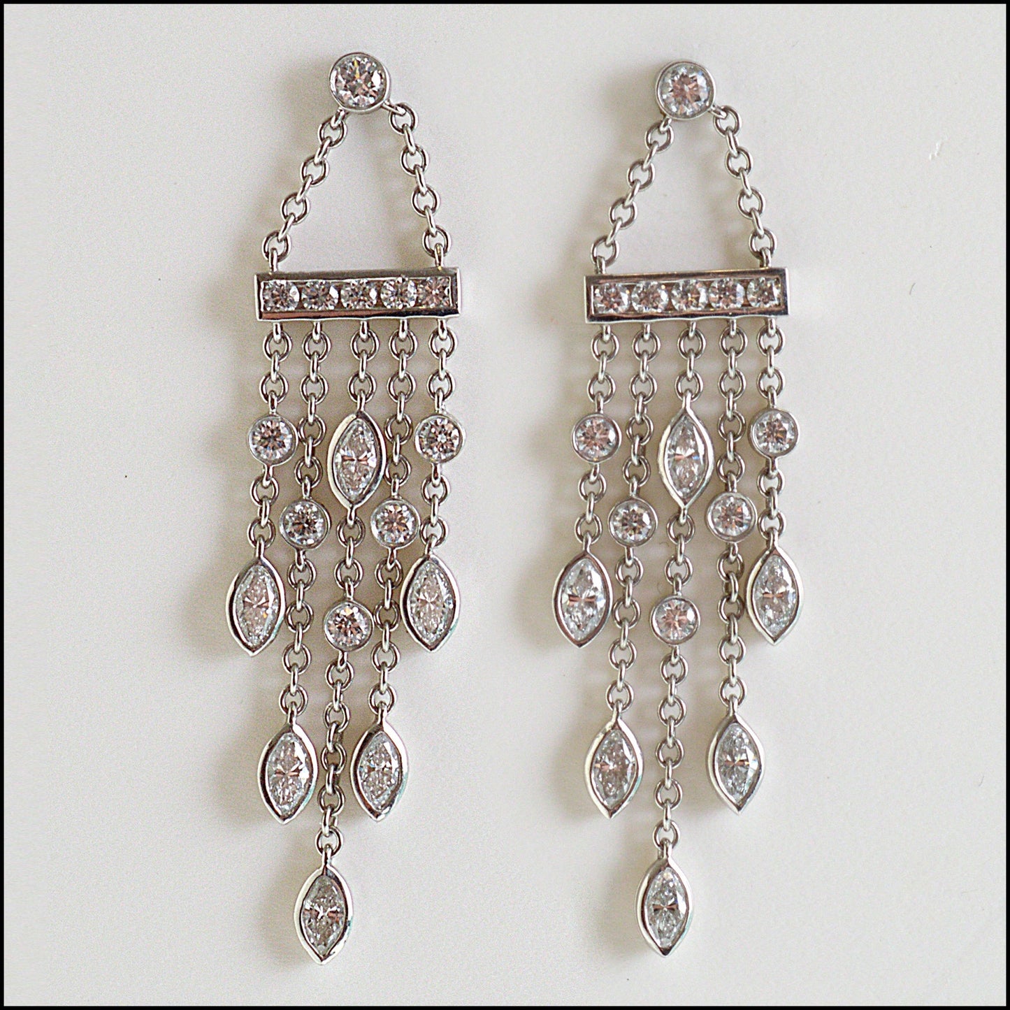 RDC15216 TIFFANY & CO. Platinum and Diamond Swing Chandelier Dop Earrings