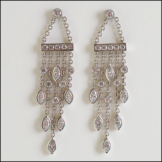 RDC15216 TIFFANY & CO. Platinum and Diamond Swing Chandelier Dop Earrings