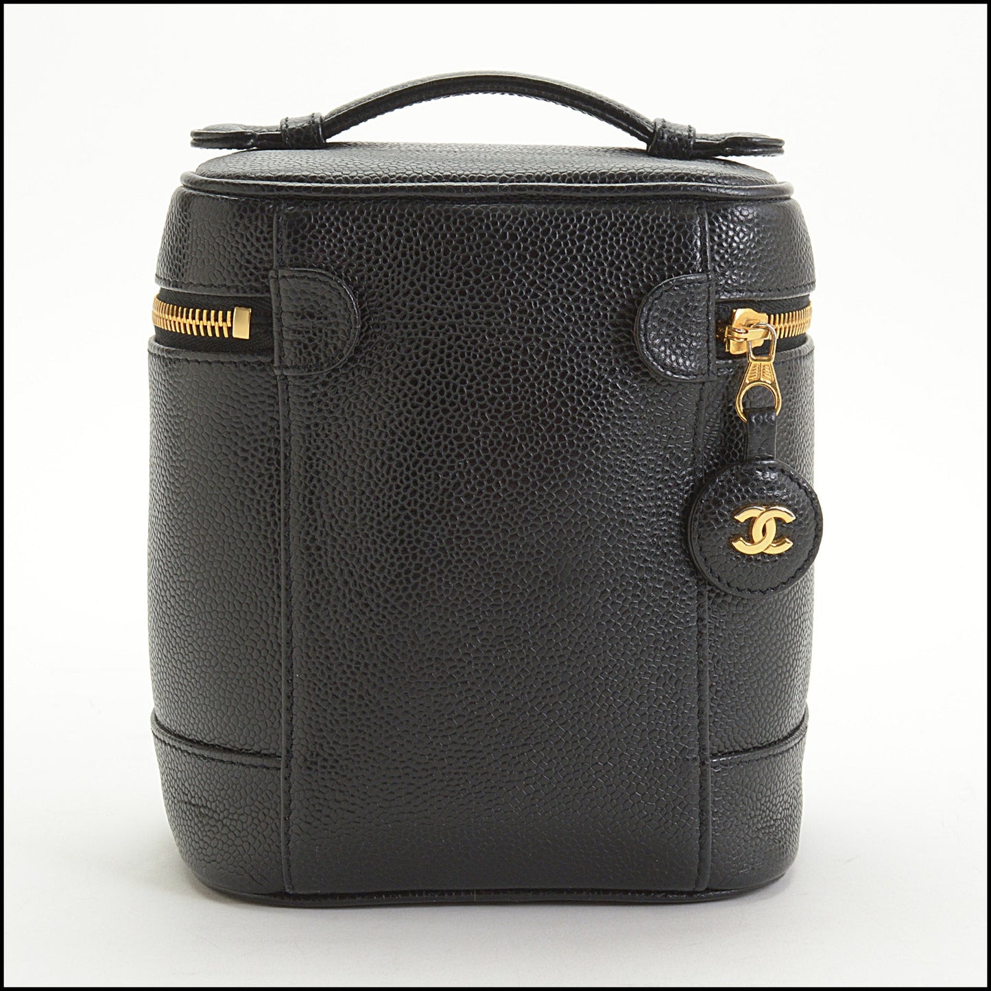 RDC14968 CHANEL '00-02 Black Caviar Leather Vanity Case Cosmetic Bag