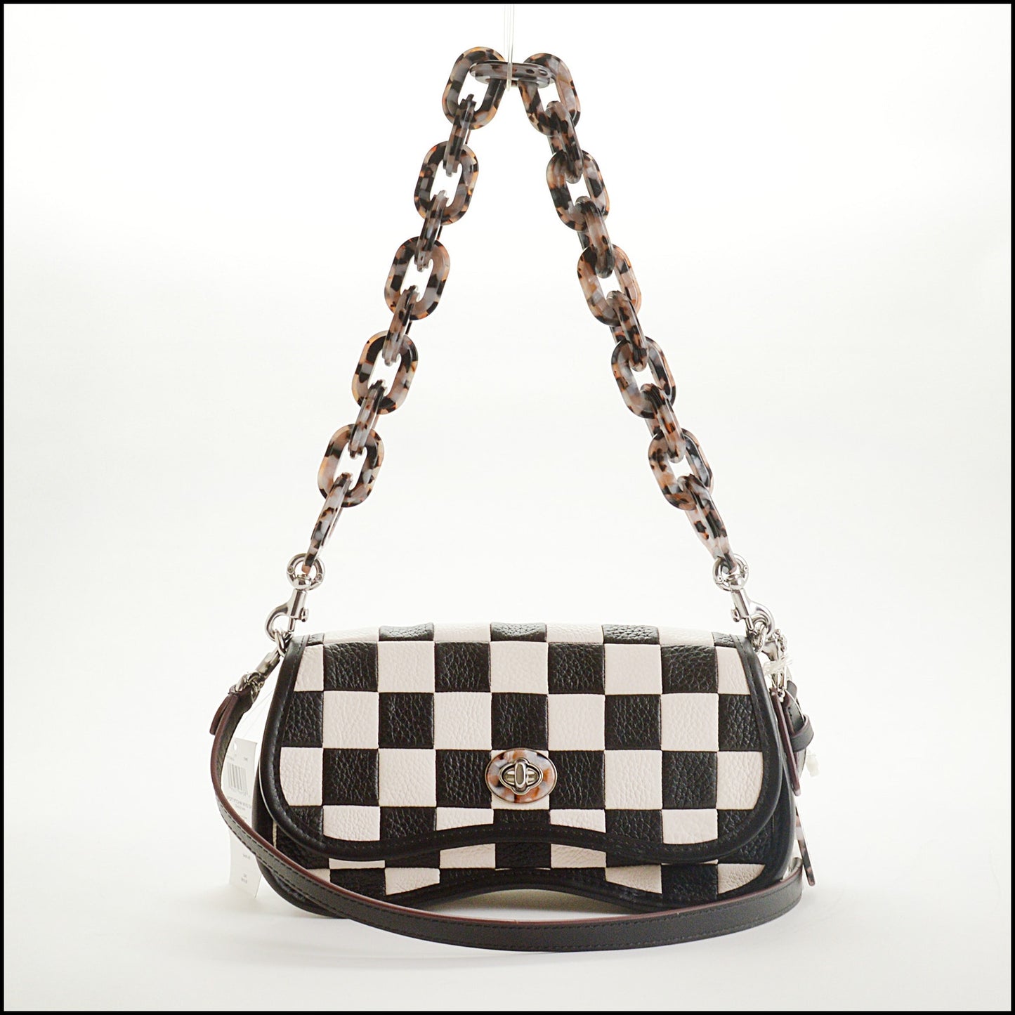 RDC15399 COACHTOPIA Black and White Checkerboard Wavy Dinky Bag