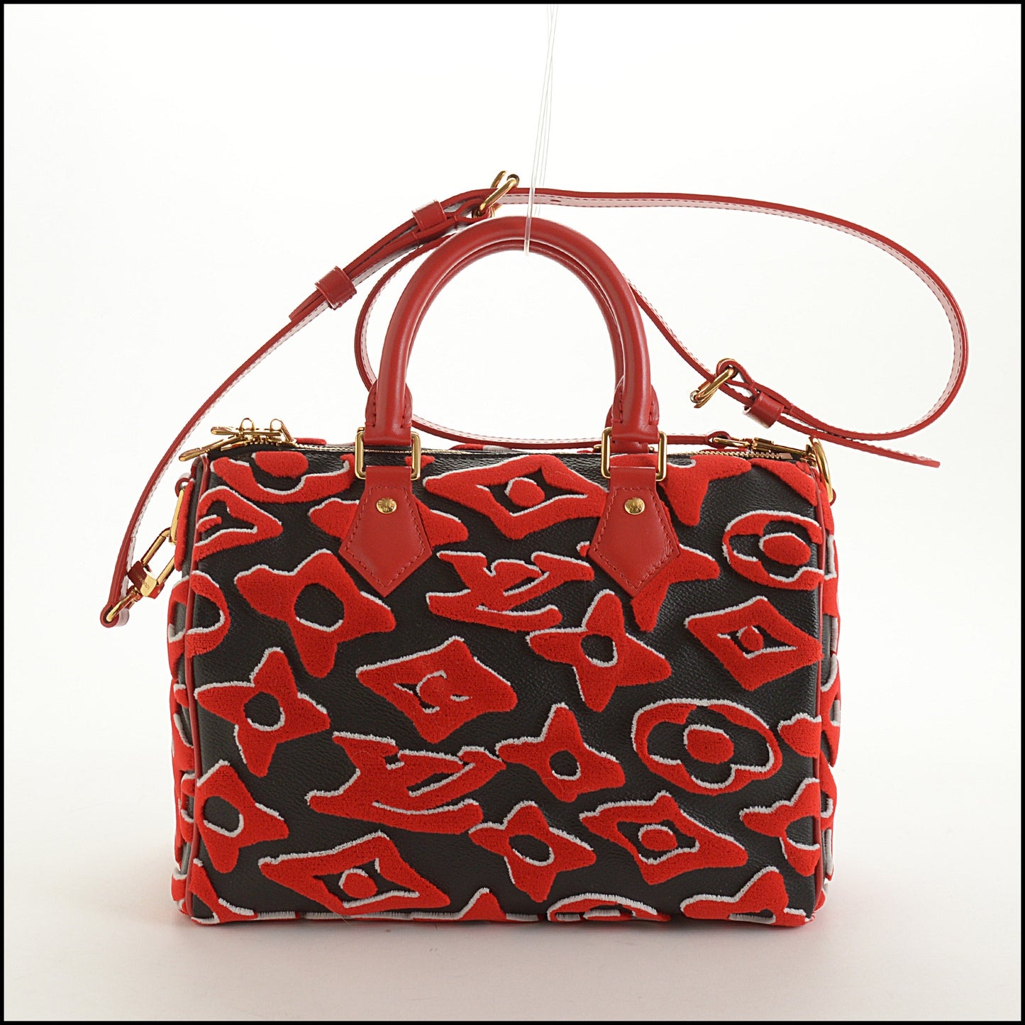 RDC15536 LV x UF Black/Red Tufted Monogram Speedy 25 Bandouliere