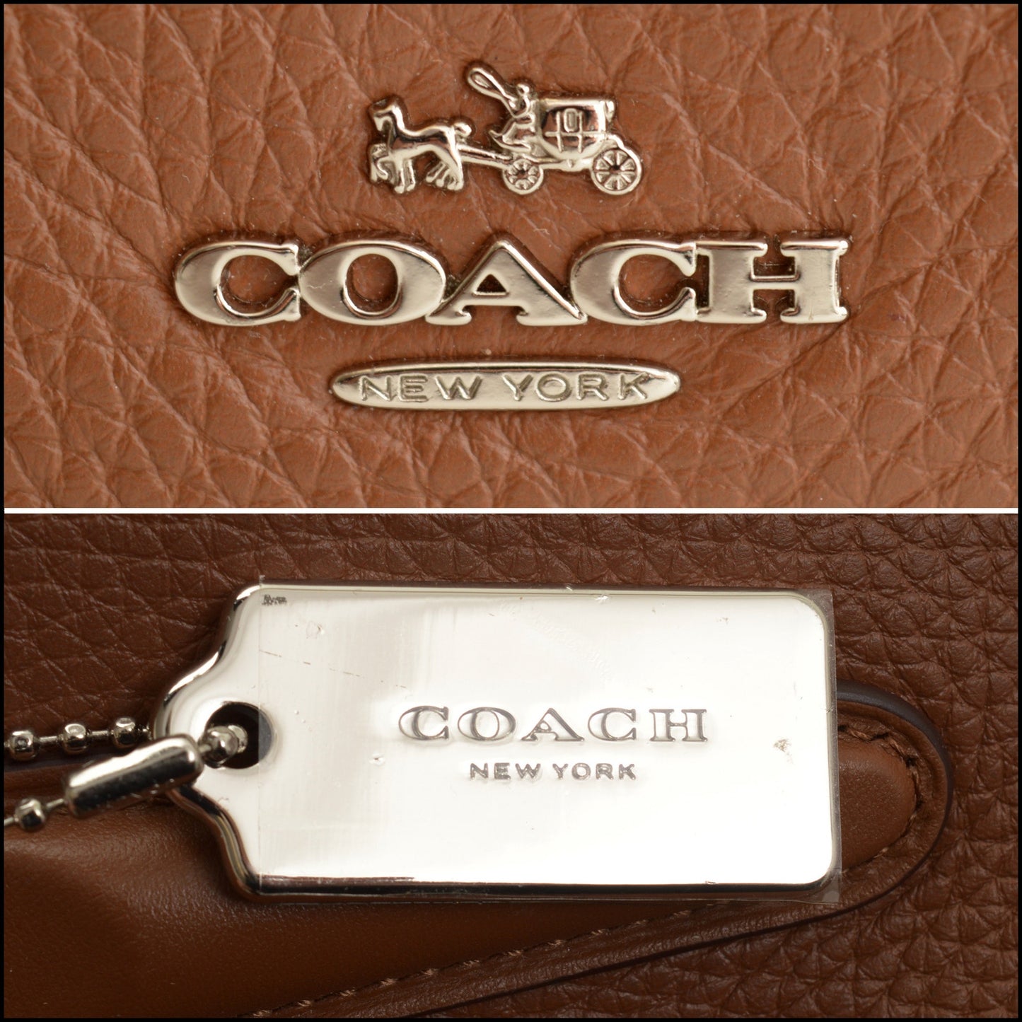 RDC15490 COACH Saddle Brown Pebbled Leather Brooklyn 28 Carryall