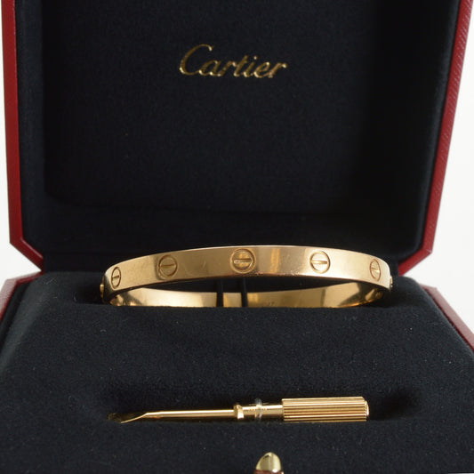 RDC14401 Authentic CARTIER Vintage 18K Yellow Gold Love Bracelet Classic Model size 19