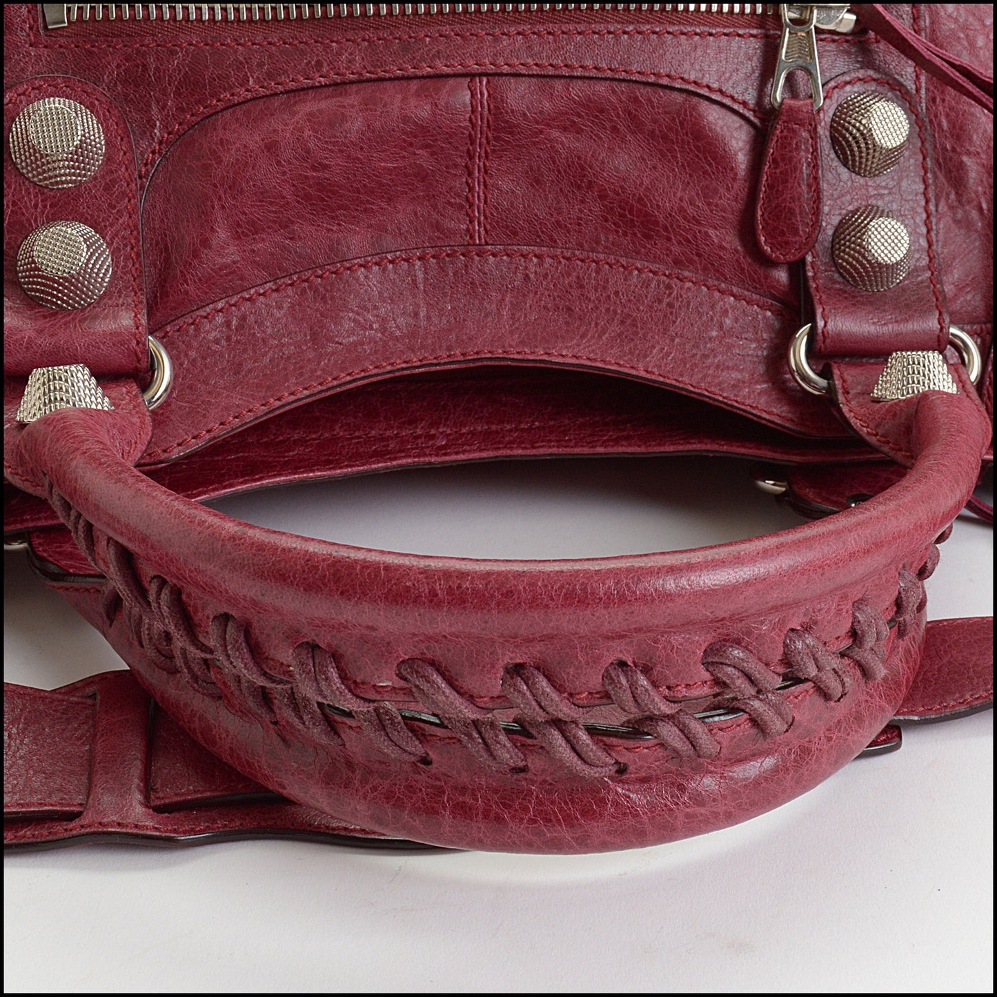 RDC14349 Authentic BALENCIAGA '09 Red Lambskin  Silver Giant HW Part Time Bag