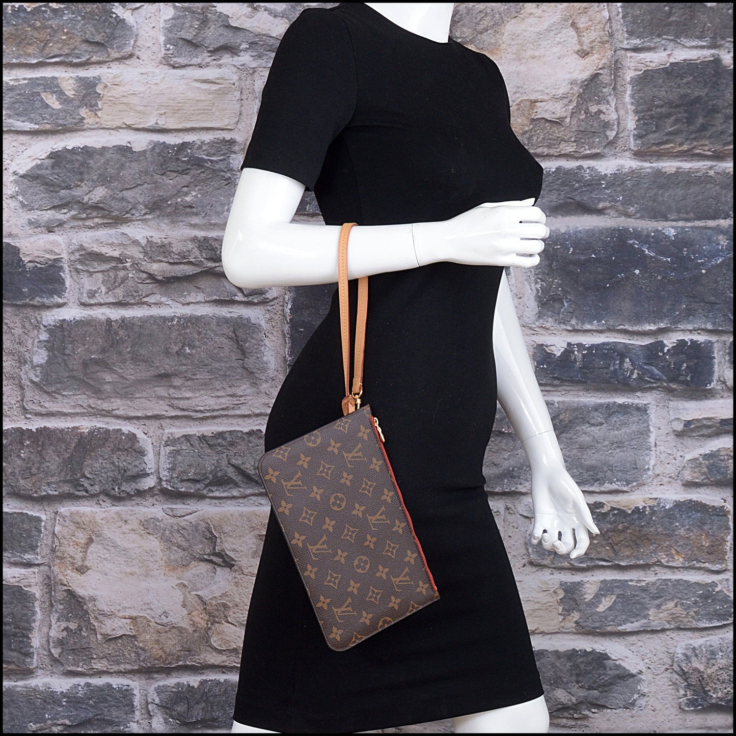 RDC15440 LOUIS VUITTON '19 Brown LV Monogram/Cerises Lining Pochette for Neverfull