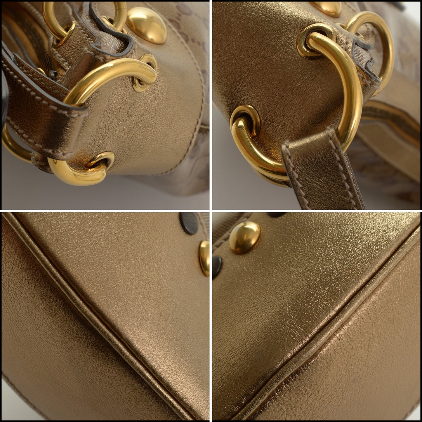 RDC15032 GUCCI '09 Gold Leather GG Crystal Babouska Heart Crest Hobo Bag