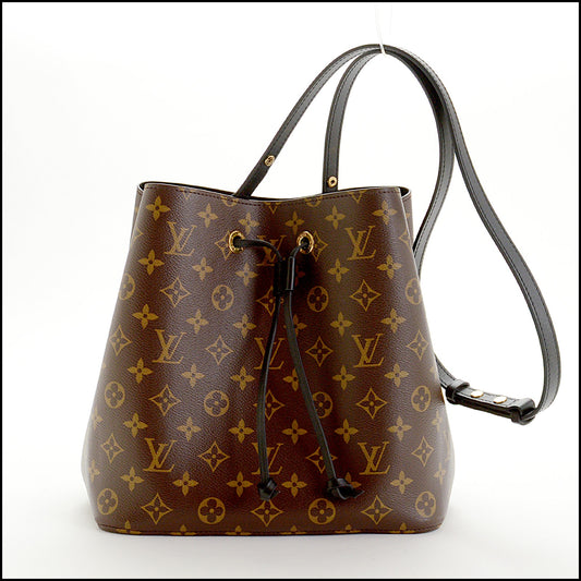 RDC15029 LOUIS VUITTON Black Leather Monogram Neo Noe MM Bag