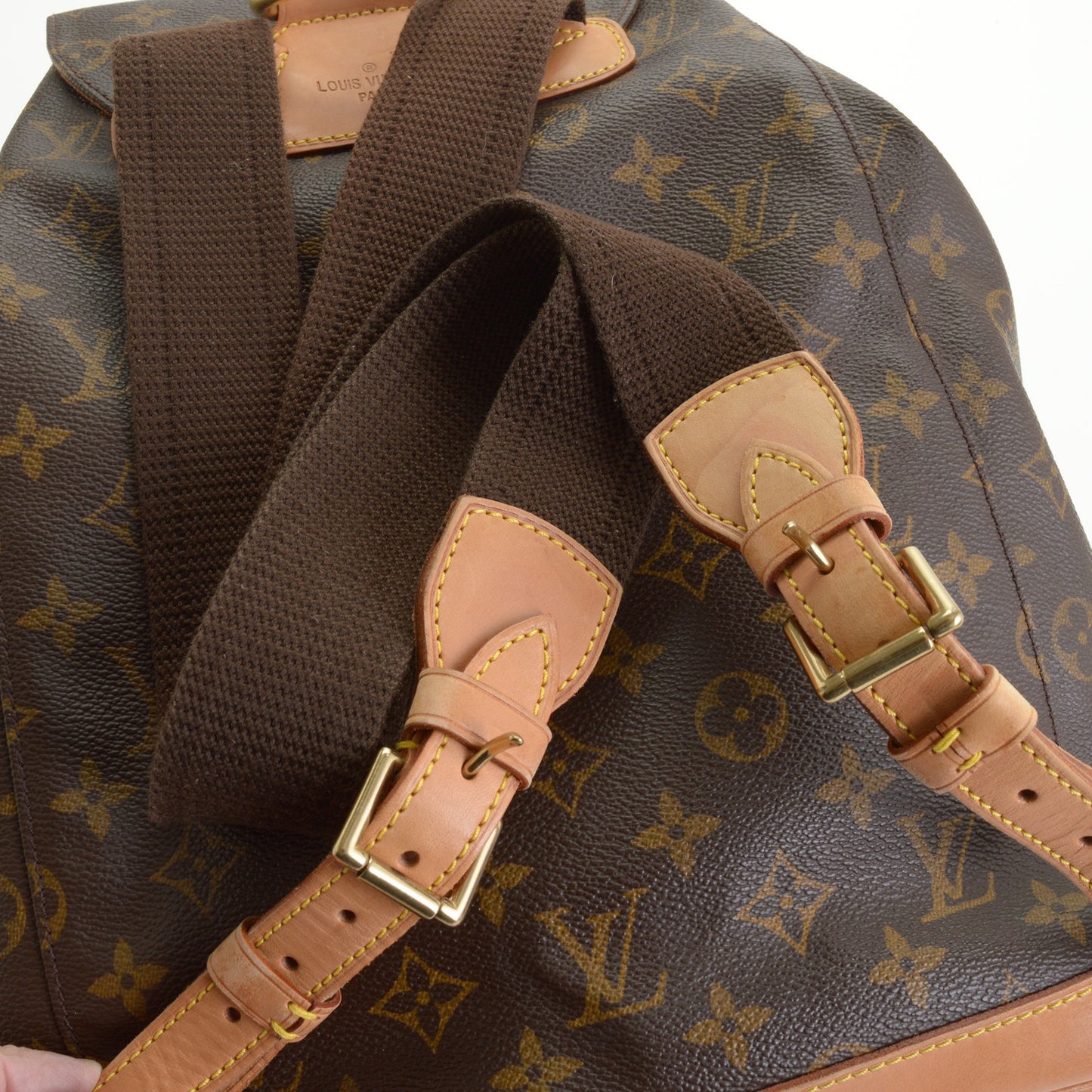 RDC14356 Authentic LOUIS VUITTON Vintage '00 Brown Canvas Montsouris GM Backpack