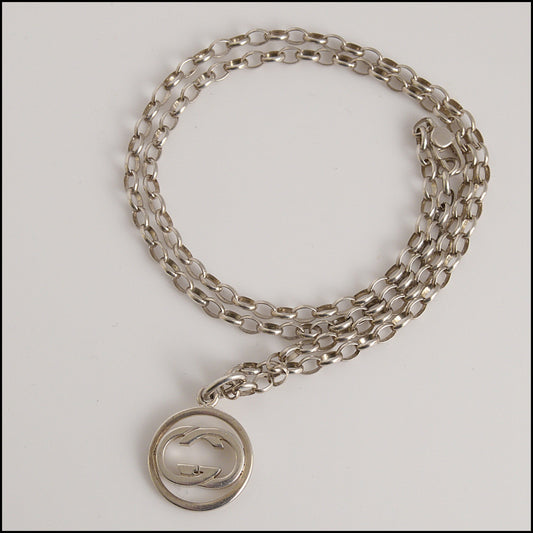 RDC15674 GUCCI Sterling Silver GG Logo Necklace
