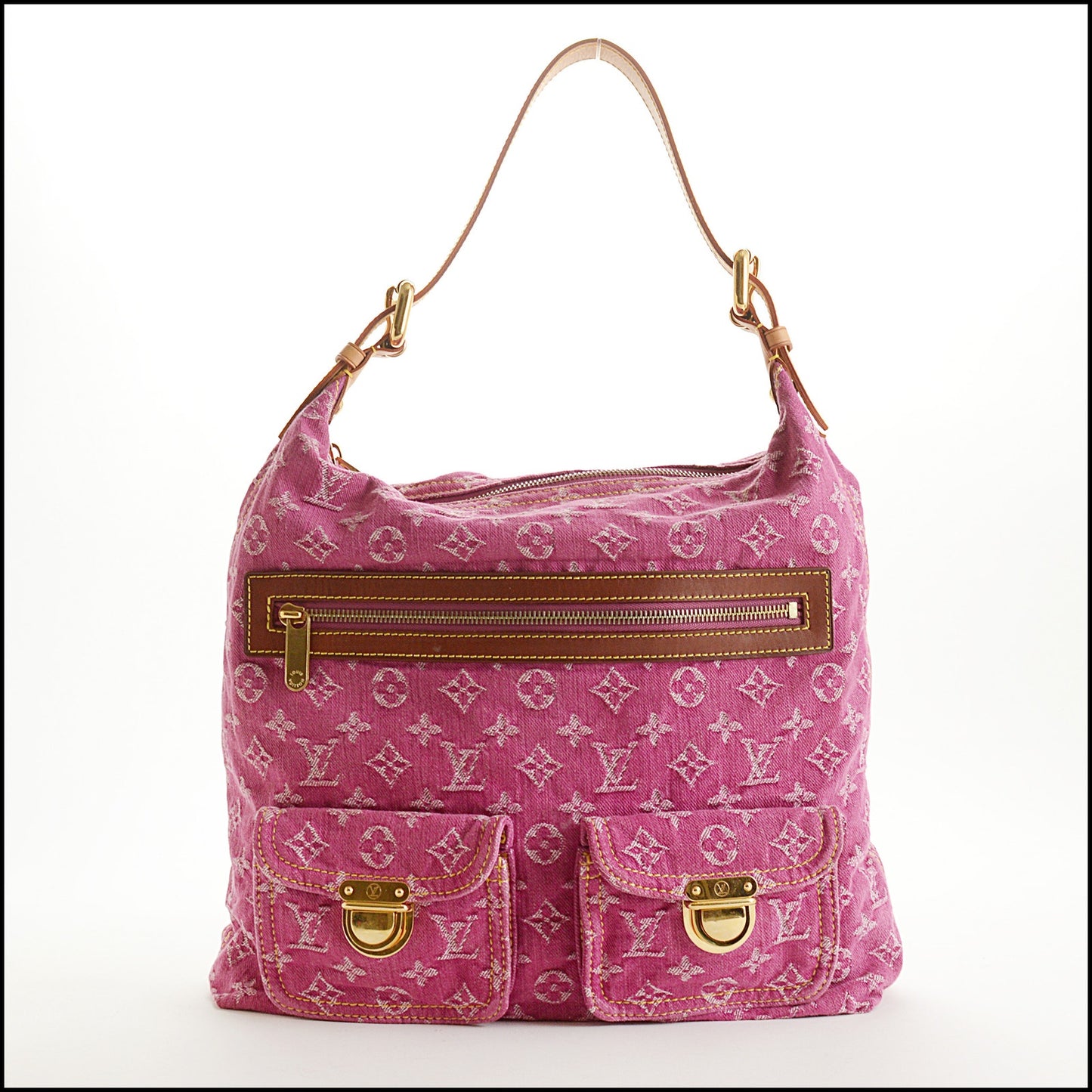 RDC15564 LOUIS VUITTON 2006 Fuchsia Pink Denim Monogram Baggy GM