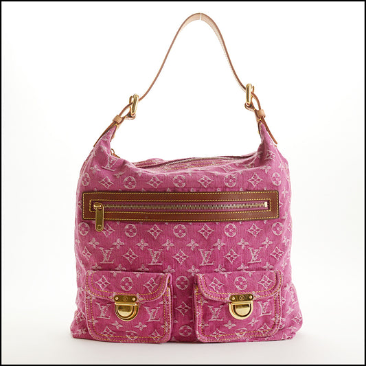 RDC15564 LOUIS VUITTON 2006 Fuchsia Pink Denim Monogram Baggy GM